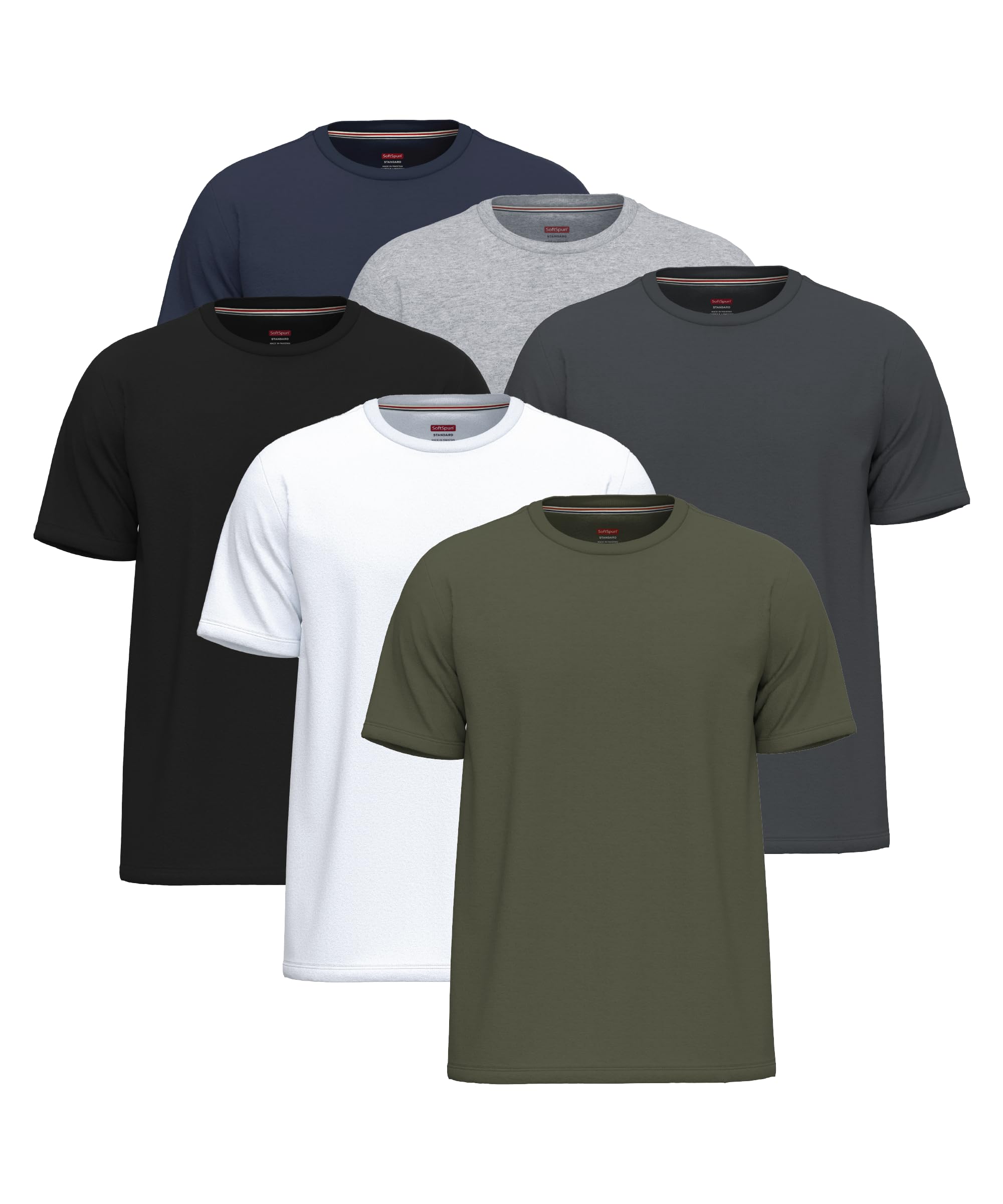 6 Pack T Shirts for Men UK 100% Cotton Tshirts |Pre-Shrunk Crew Neck Mens T Shirts Multipack