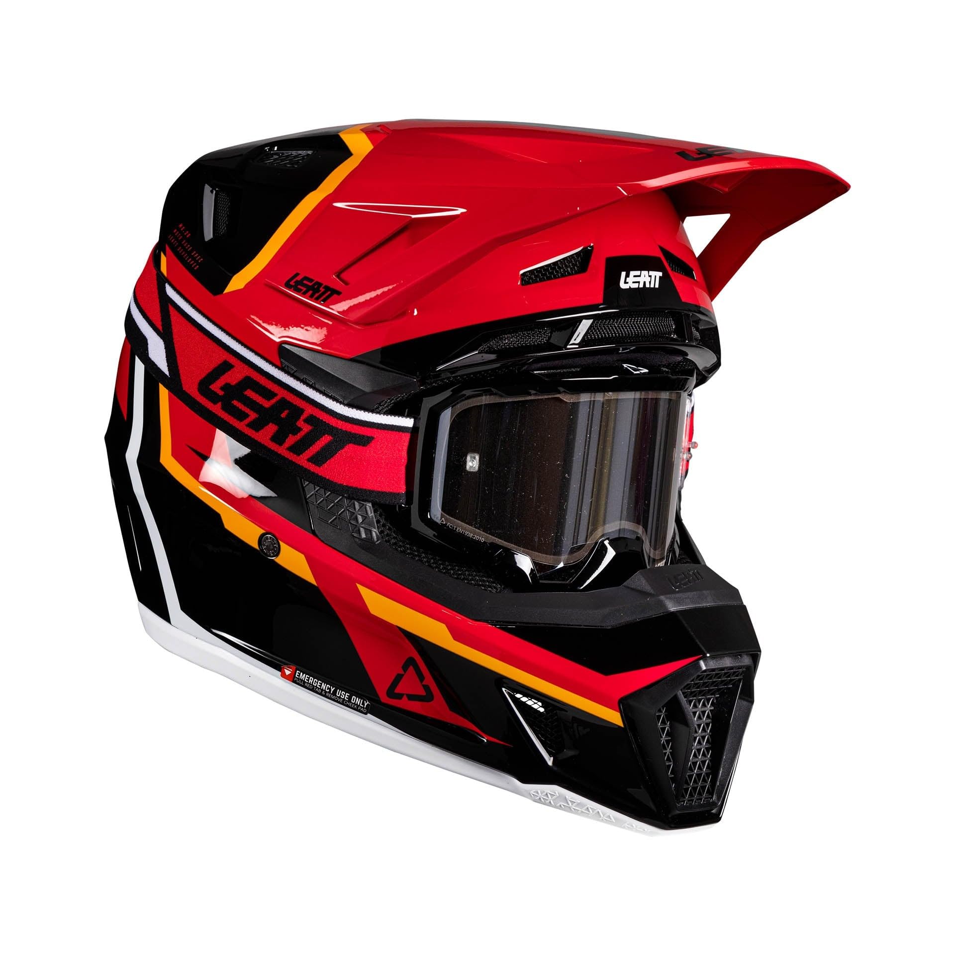 Leatt Motocrosshelm 7.5 V26 Motocross Helm mit Brille - Schwarz-Rot, Größe L