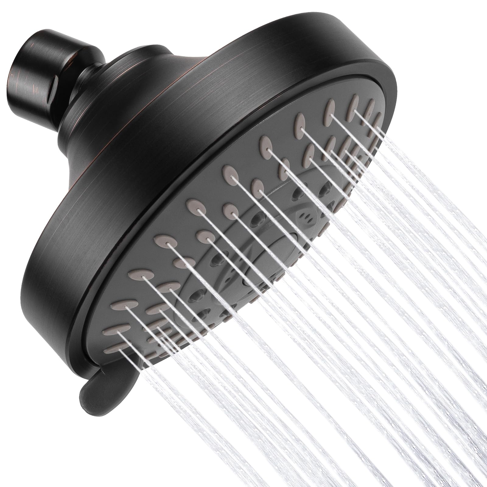 AISOSO Shower Head, 5 Modes High Pressure Shower Heads for Relaxed Shower Experience, 4.1 Inch Bathroom Fixed Showerhead Even at Low Water Pressure
