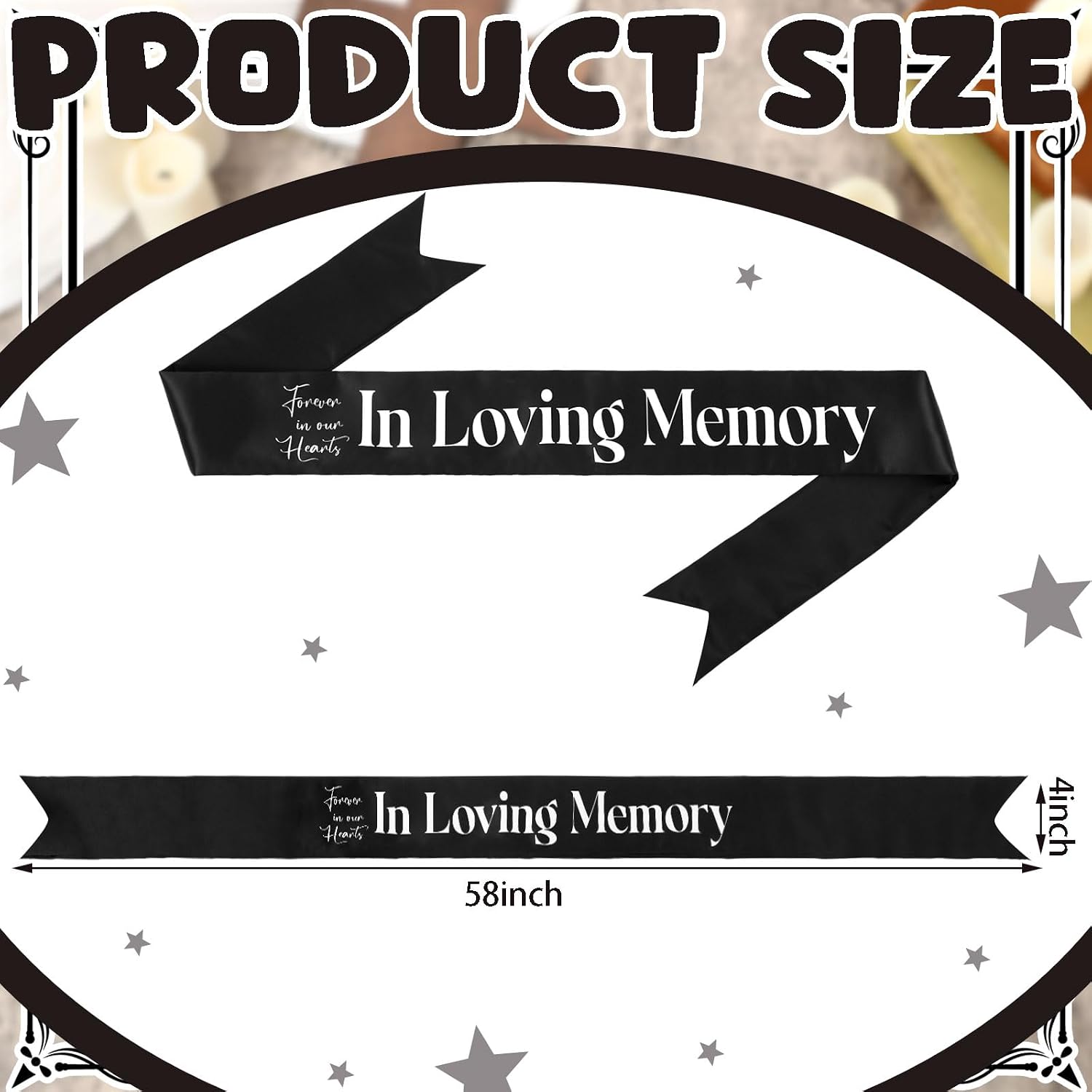 Fanfanwin Funeral Wreath Sash, Black, in Loving Memory
