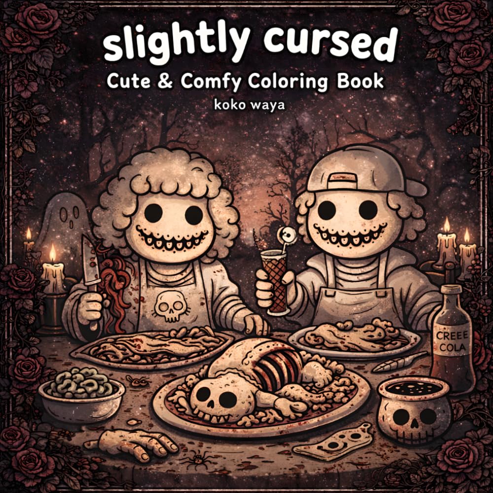 slightly cursed coloring book: adorably twisted scenes for deep relaxation stress relief creative escape and cozy humor moments