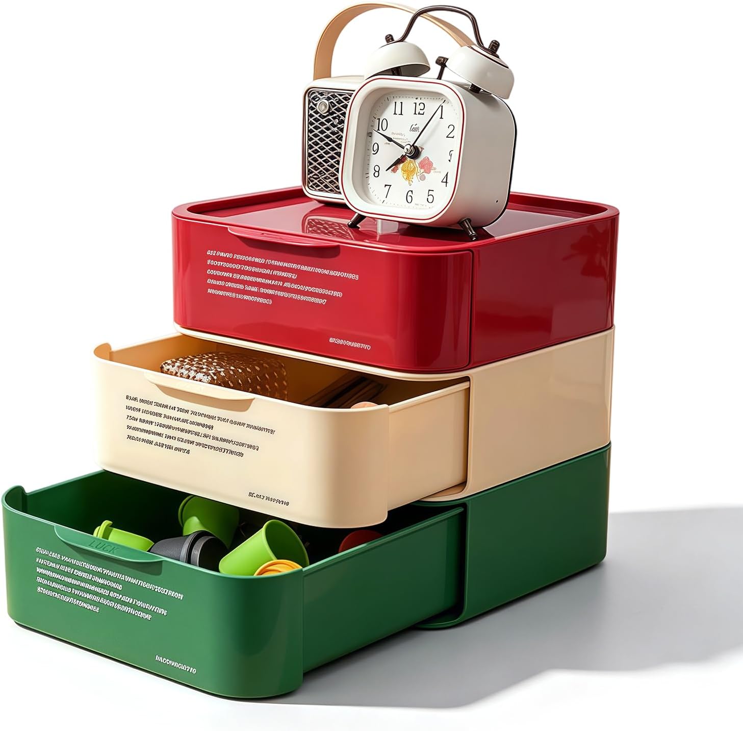 3 Pack Stackable Desktop Storage Organizer with Drawers