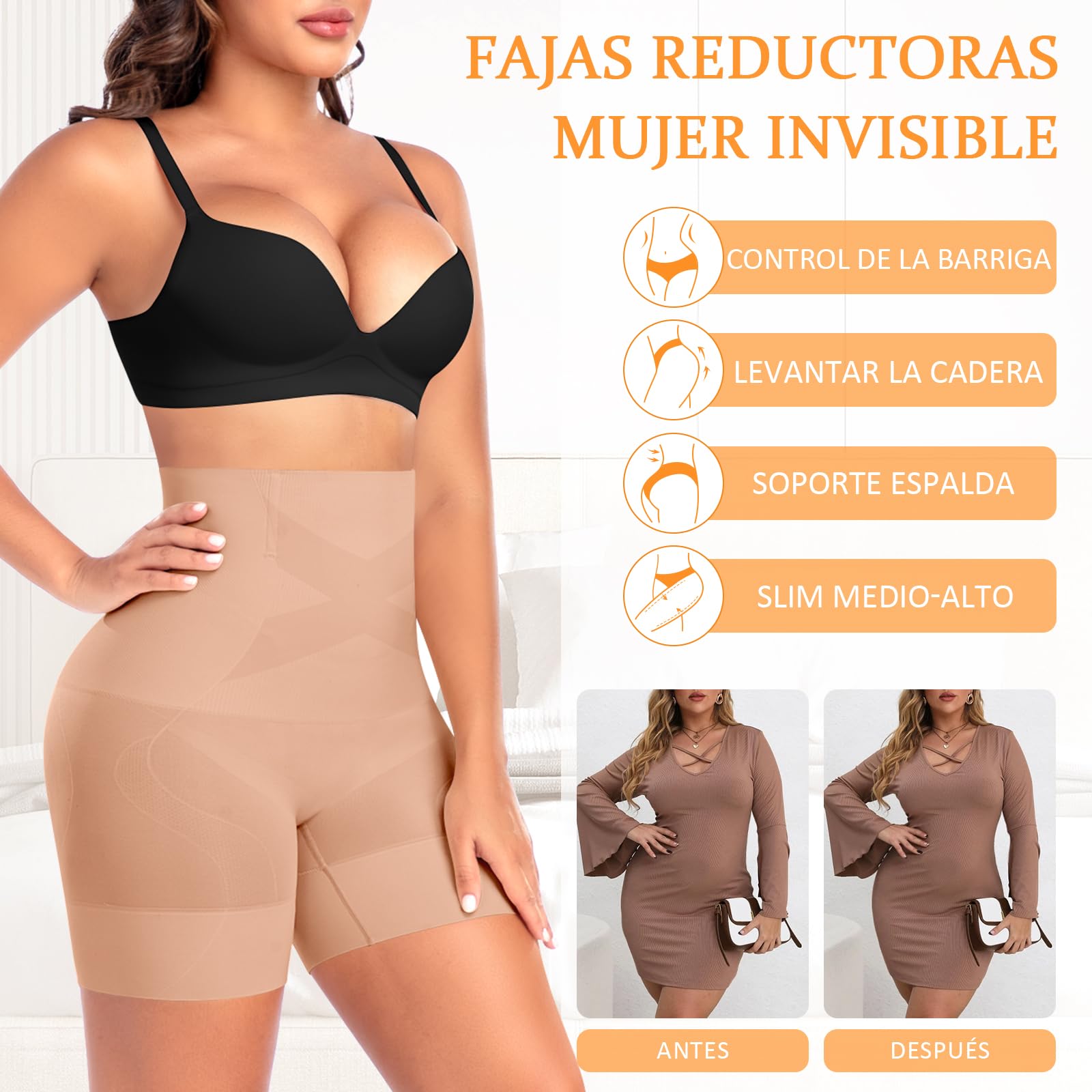 YARRCO Braga Faja Reductora Mujer Invisible Adelgazante Braguitas Moldeadoras Abdomen Faja Pantalon Reductora Vientre Plano Sin Costuras Cintura Alta Faja Postparto Shorts Antirozaduras