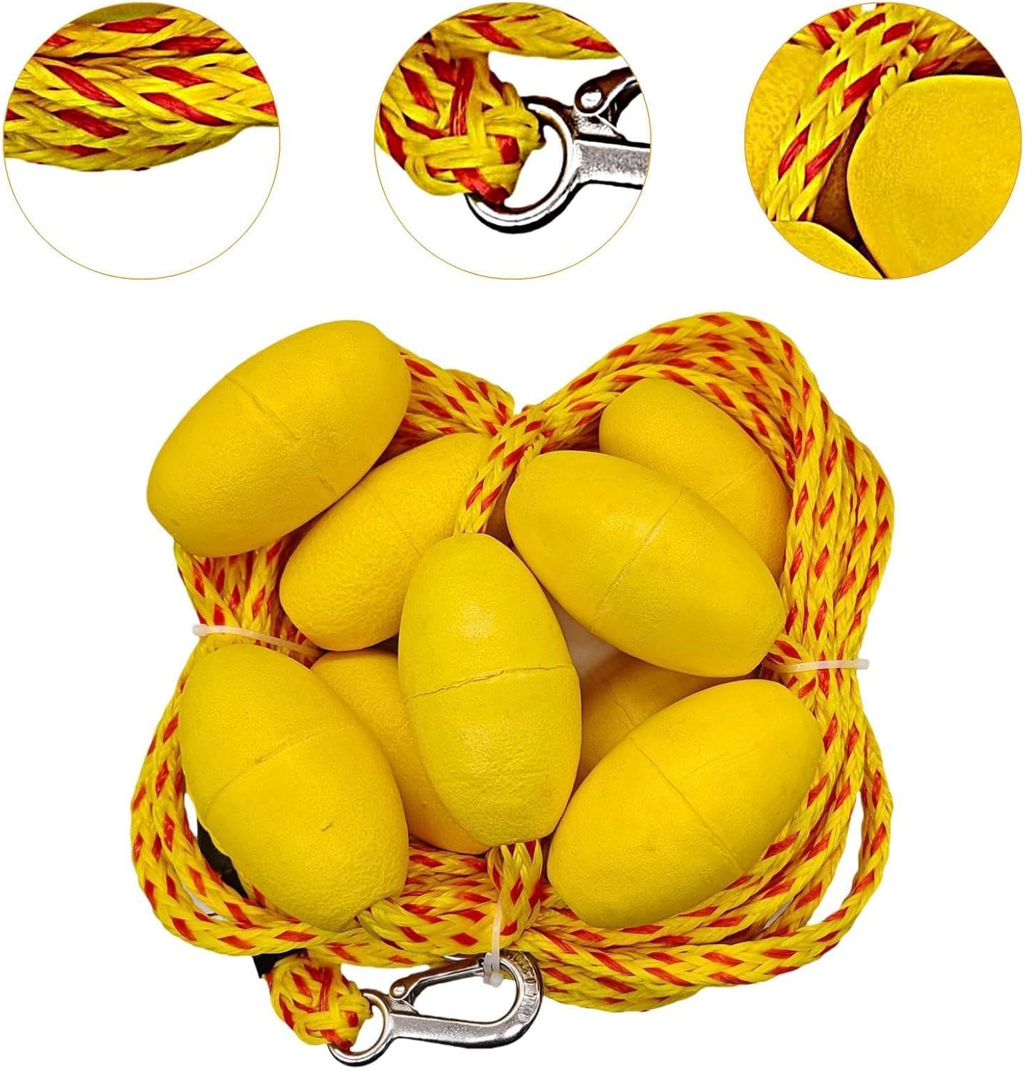 Corda da Traino Resistente da 18 Metri (60 Piedi) con Galleggianti E Ganci per Tubing, Sport Acquatici E Nautica - Accessorio Durevole per Divertimento Sicuro in Acqua.