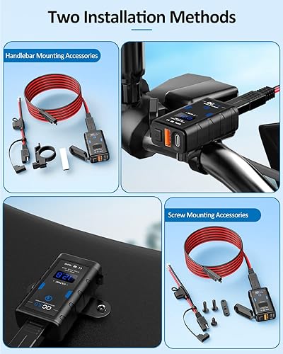 Miniatura 5 de Extractme Cargador USB para motocicleta, carga rápida 3.0 y tipo C PD Dual USB cargador de teléfono para motocicleta con voltímetro, accesorios