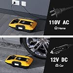 CARSUN AC/DC Gonfleur de pneus Portable Air Compresseur, double puissance pour la maison 110V AC et de voiture 12V DC Air Pompe avec jauge de pression, arrêt automatique, pompe à pneus pour moto de voiture et autres pneumatiques