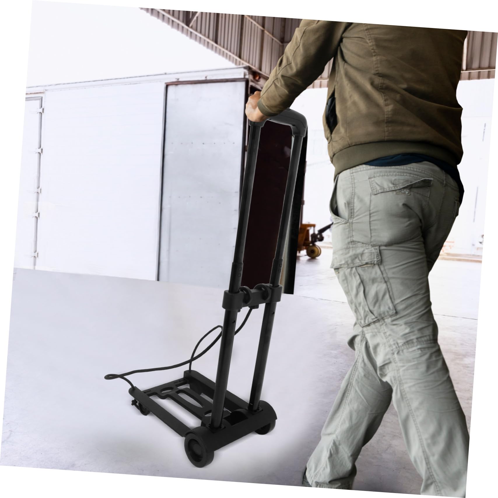 Carro de mano plegable – Pequeño negro con ruedas dobles compacto Dolly para transportar compras y viajes, ayuda de manejo de materiales