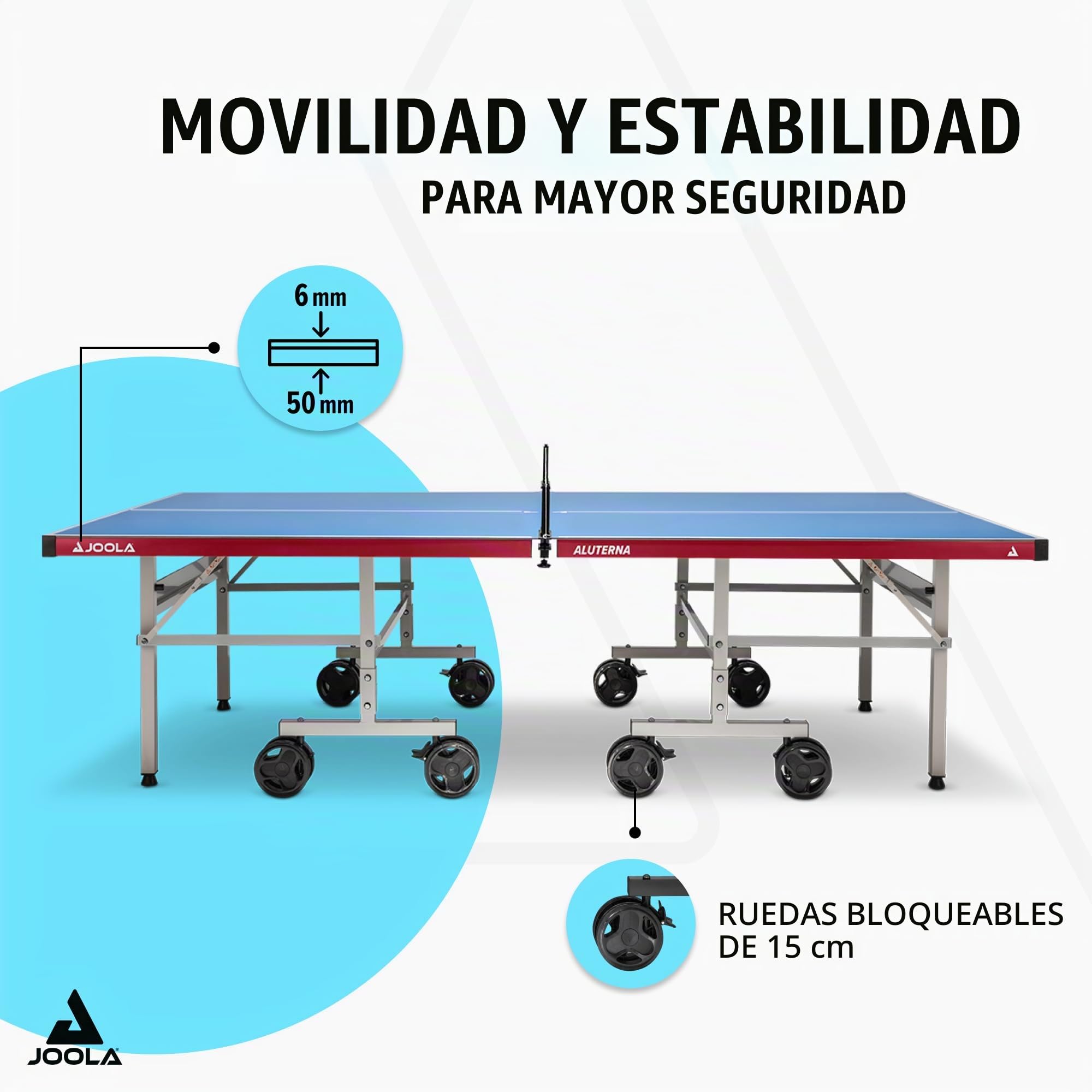 JOOLA Mesa de Ping Pong Exteriores Resistente Intemperie Aluminio Plástico 6mm Plegable Incluye Red