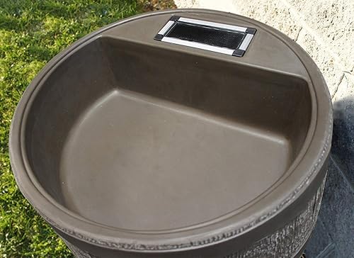 Miniatura 10 de RTS Home Accents - Barril de lluvia redondo de 35 galones con espiga de latón y maceta integrada, grano de madera