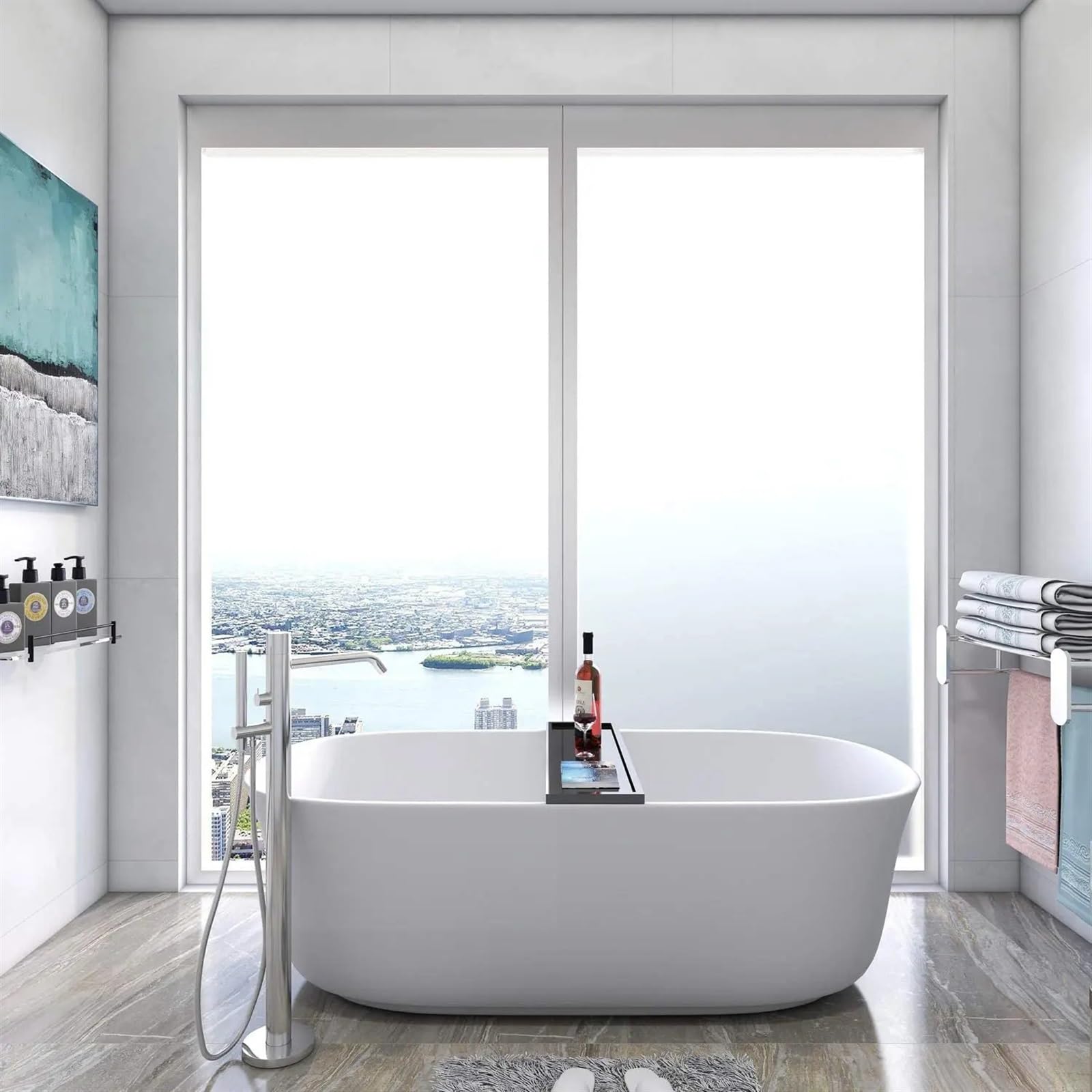 Pellicola per Finestre Pellicola for finestre smerigliata Pura Privacy Protezione Solare autoadesiva for in Vetro Opaco for Bagno Ufficio(55x500 cm)