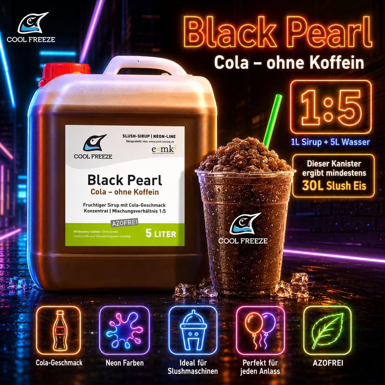Sirop de glace slush | Cola doux | Concentré 1:5 | Bidon de 5 litres | Sans azo-glycérine | Convient pour machine à granité Ninja | Qualité supérieure directement du fabricant
