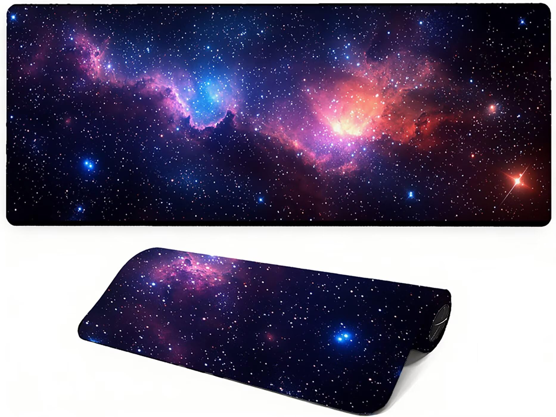 Lpfieonn gwiaździste niebo podkładka pod mysz do gier XXL- 160x80cm - mata na biurko z krajobrazem XXL - podkładka na biurko dla graczy - szyte krawędzie wodoodporne antypoślizgowe - wysoka precyzja i