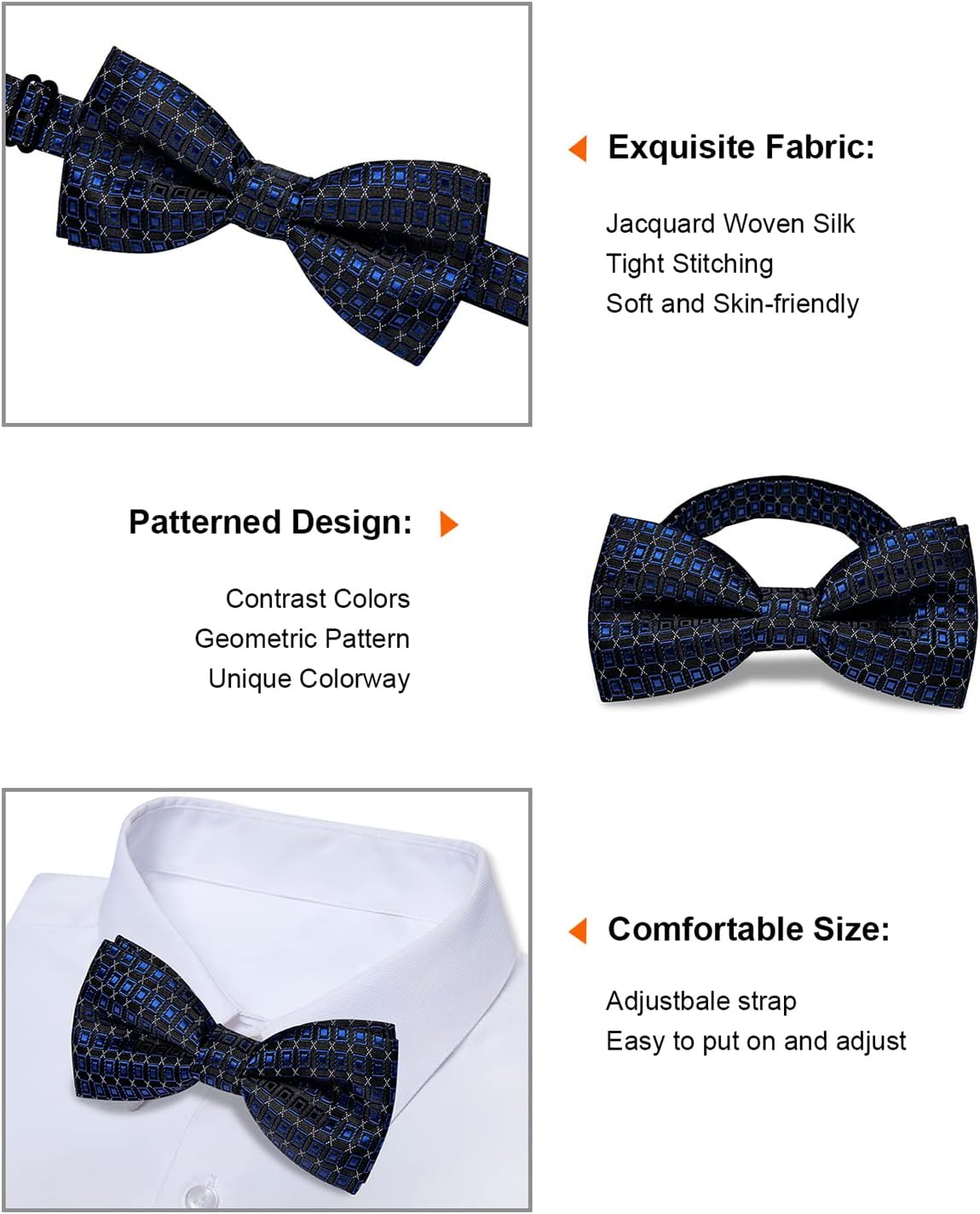 YourTies Bow Ties for Men Pre-Tied Adjustable Bow Tie Coloful Satin Bowtie