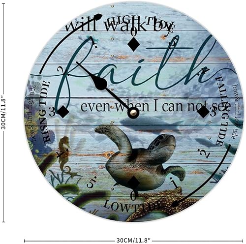 Miniatura 2 de Reloj de marea de madera, tortuga marina, vida marea, reloj de marea, decoración de playa, hora del océano, reloj costero, marea alta y baja, reloj