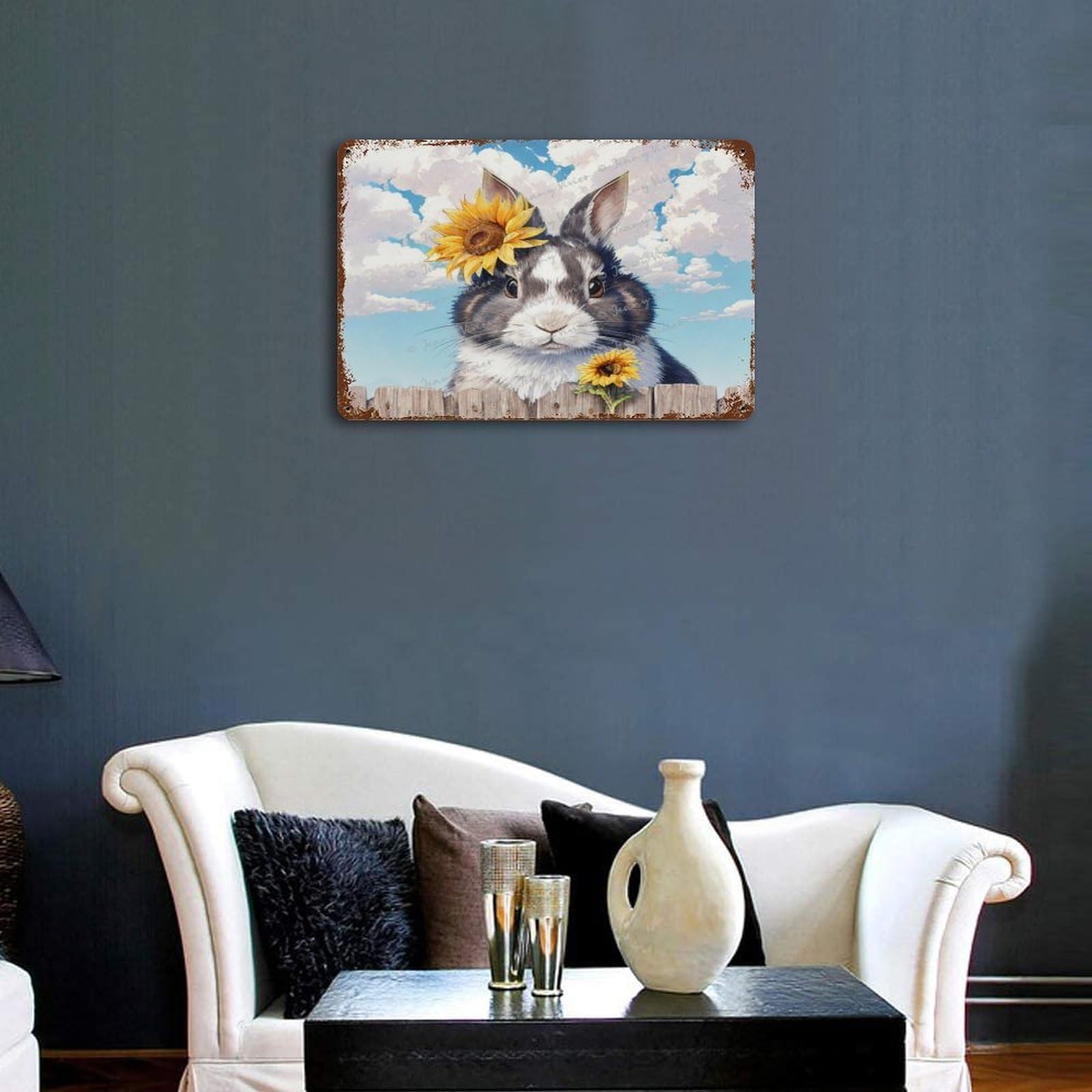 Animal Head Wall Decor Vintage Metal Tin Sign Bunny Rabbit BLVD Street ...