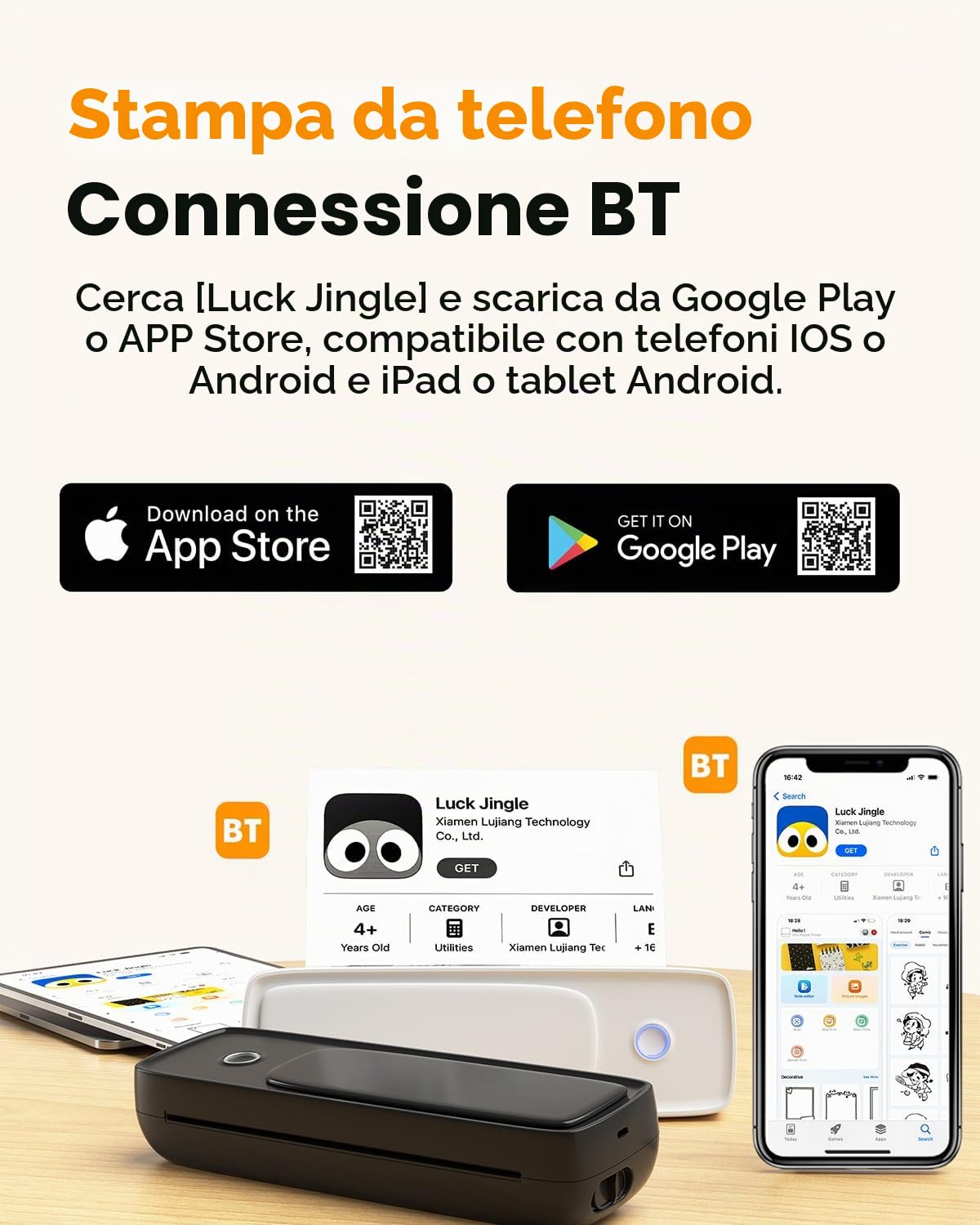 Bisofice - A81 Stampante Termica Portatile A4, Stampante Bluetooth per Cellulare e Computer, Stampante portatile da viaggio, Supporto 2''/3''/4'' Carta, per Ufficio, Viaggi, Studio, Casa, Nero