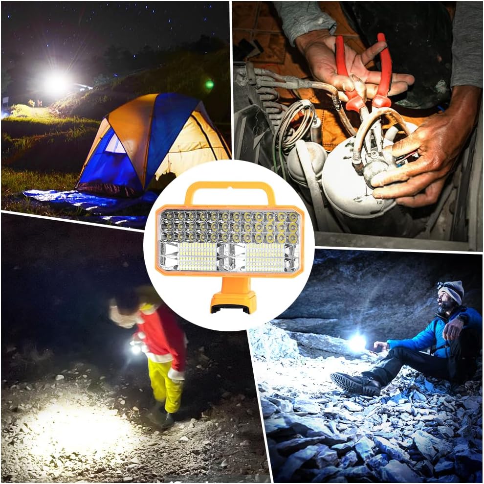 Portable utility lights 4200LM Light Compatible with Dewalt 20V Max Lithium-ion Battery, 40W Flashlight with USB Port, LED Work Light for Emergencies, Camping, Outdoor, Indoor(Battery not Included)