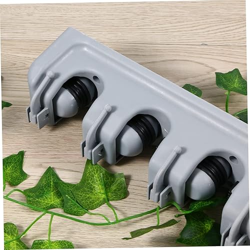 Miniatura 5 de Housoutil Soporte para paraguas para escoba, soporte de almacenamiento, 5 ranuras para bolas, 6 ganchos para escoba y armario (gris)