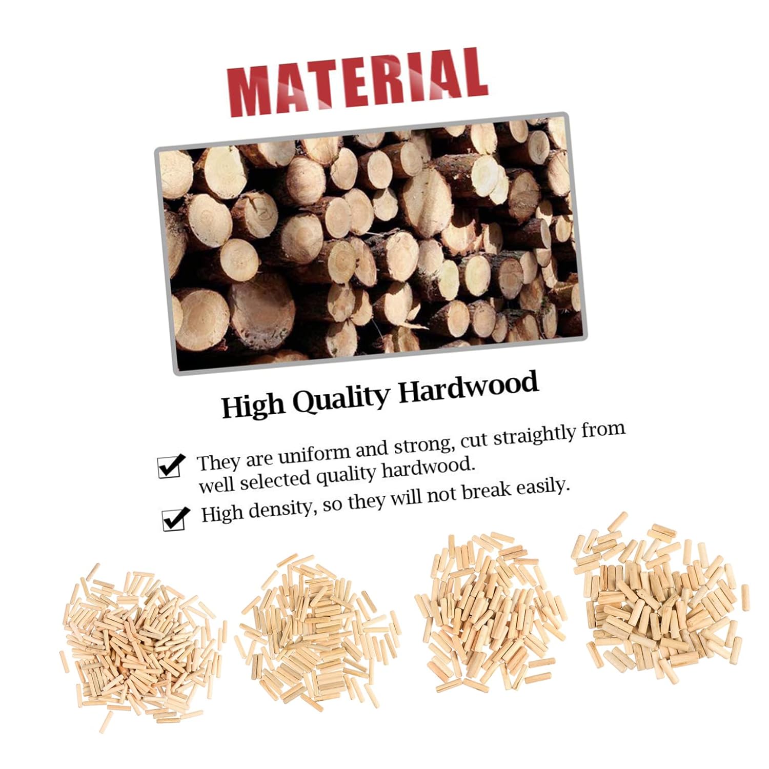 Wooden Dowel Rod Connectors 500 Pcs Fluted Dowel Pegs Round Wood Needles Dense Hardwood Furniture Assembly