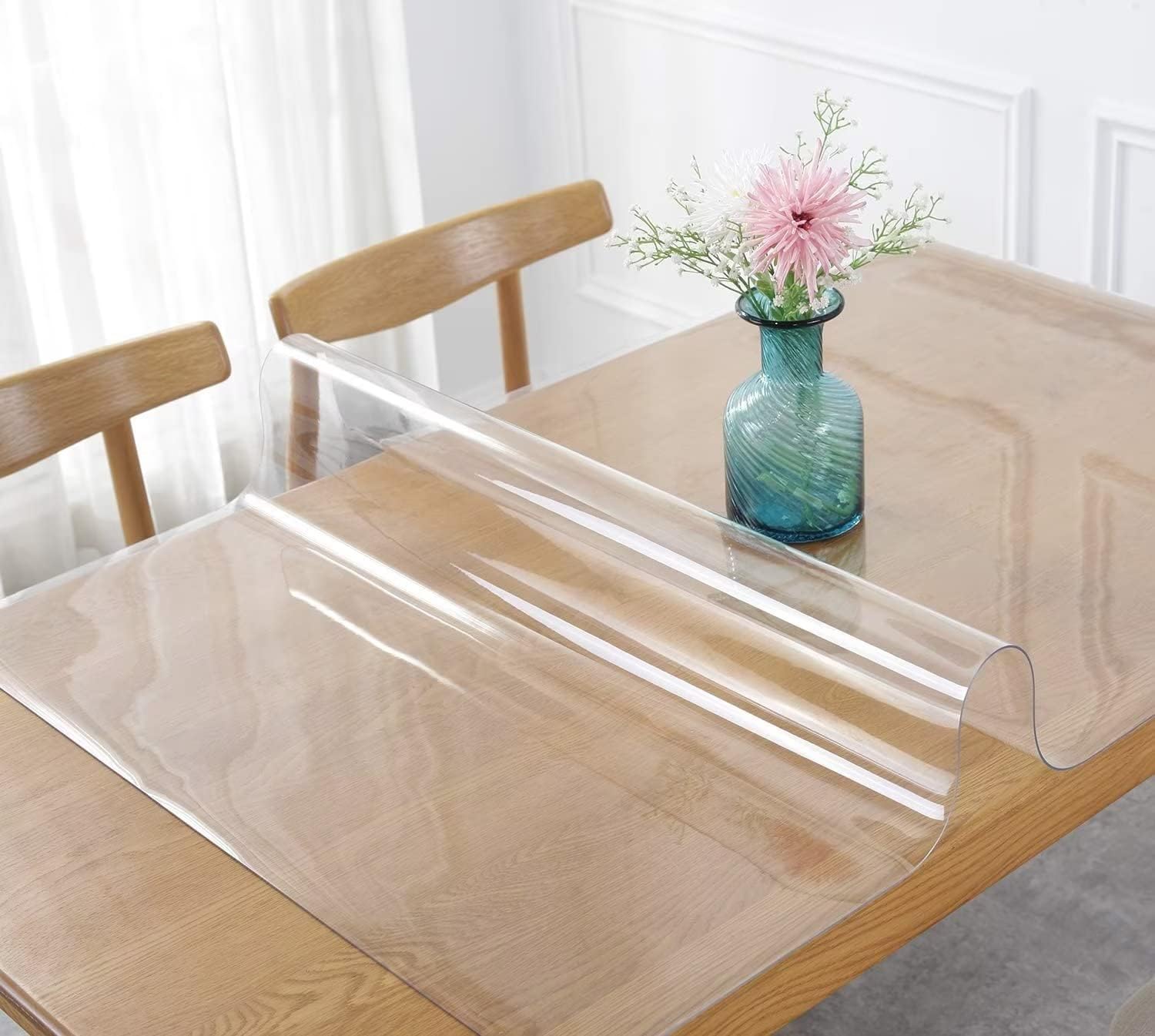 Transparente Tischdecke Rund 120cm - TPU Tischfolie Mit Gummizug Wasserdicht