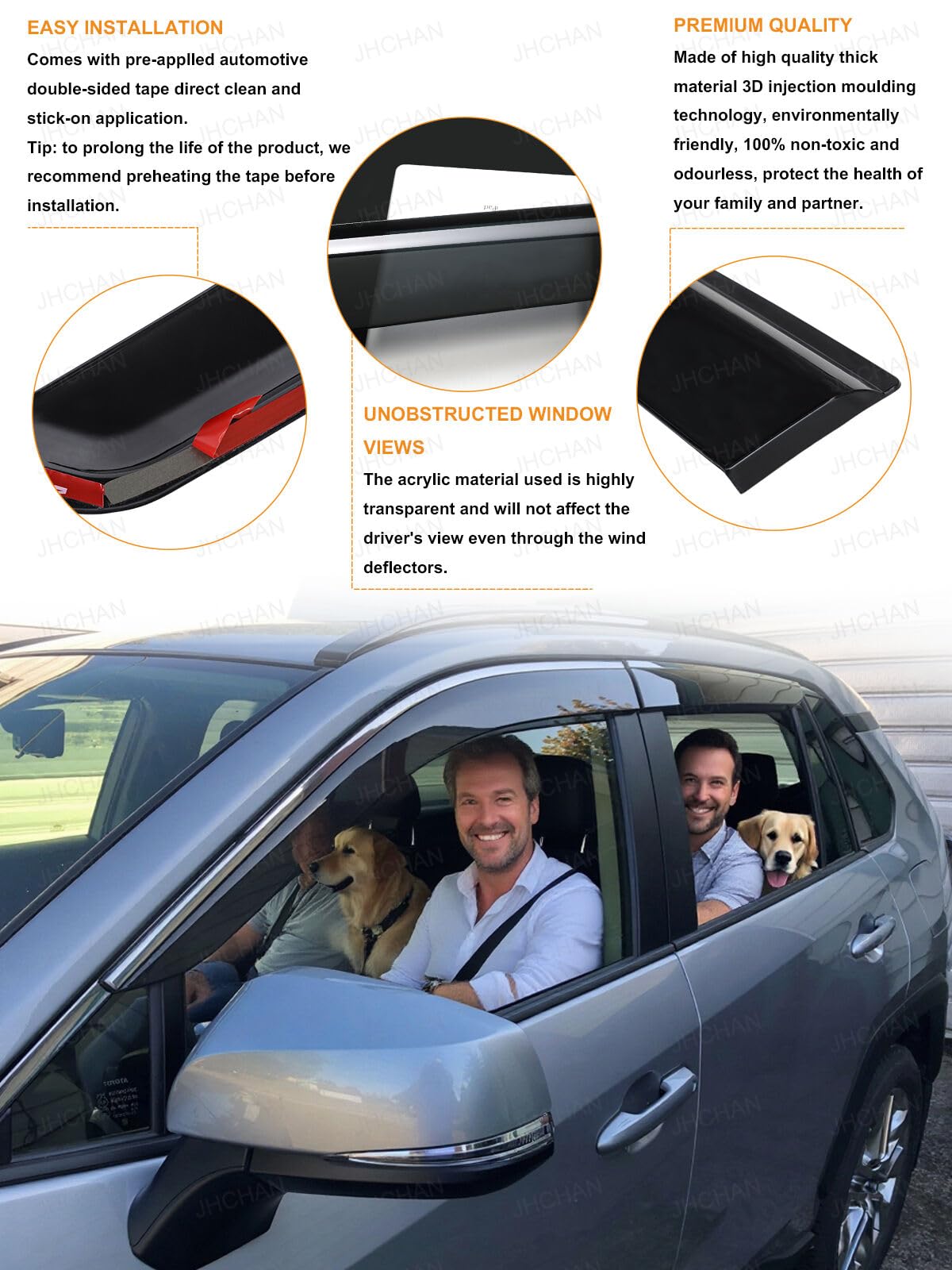 Déflecteurs d'air | Compatible avec : Toyota Land Cruiser Prado J250 (2024-2026) Accessoires MK5 4 pièces | Protection contre le vent, la pluie et le soleil, installation facile, teintées