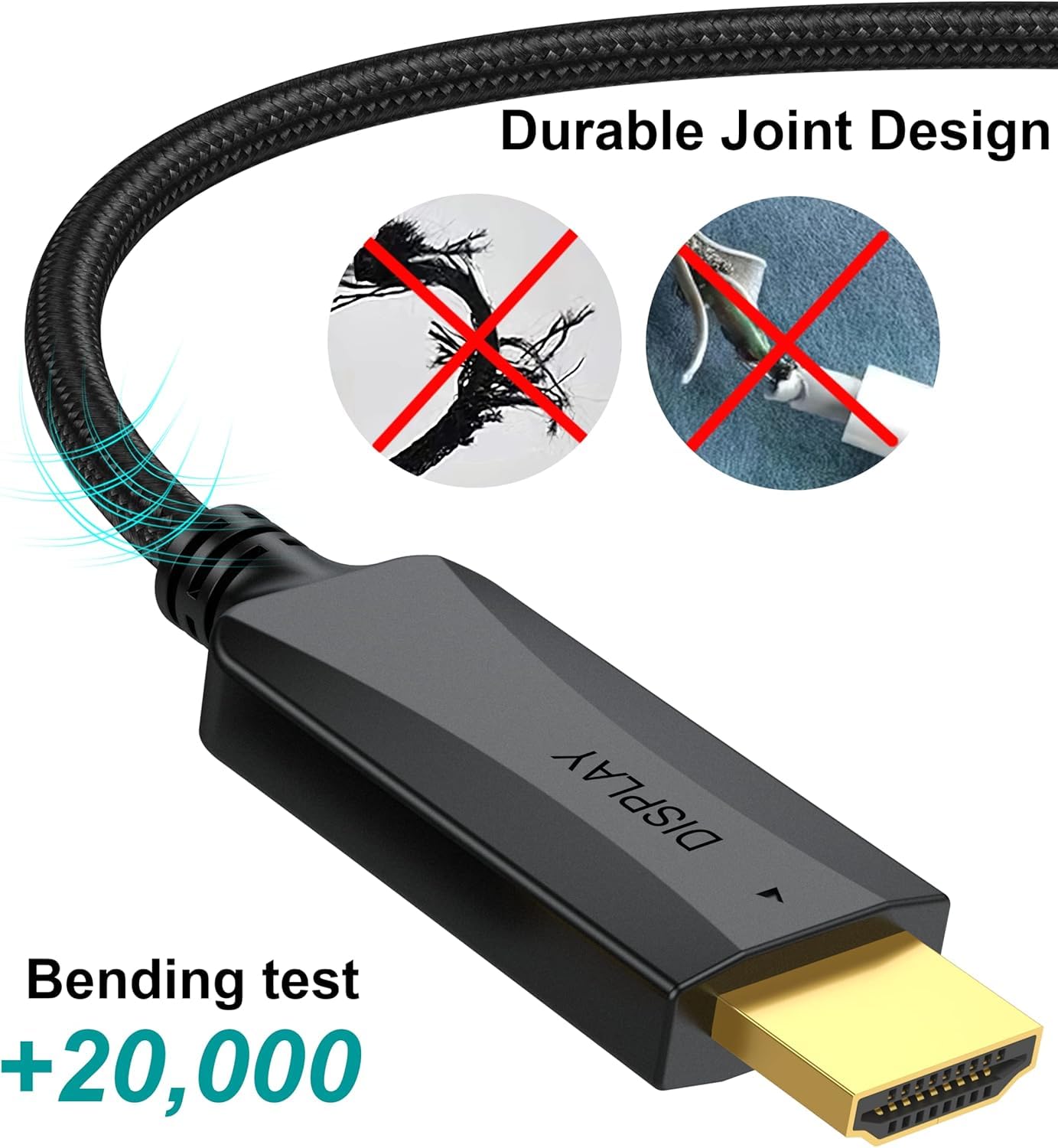 Cyrozm Cable DisplayPort a HDMI de 10 pies, DP (Puerto de visualización) a HDMI HDTV Cable de Nailon Trenzado Macho a Macho, Compatible con vídeo y Audio para DELL, HP, ASUS, etc.
