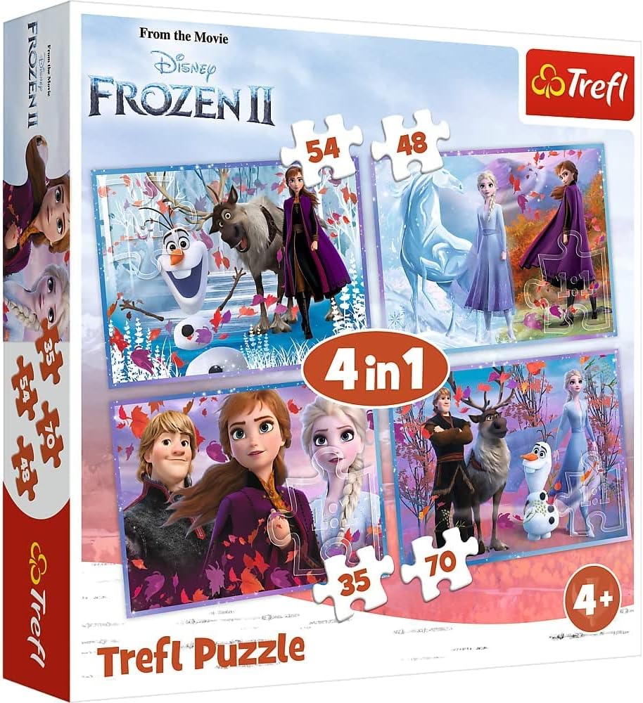 Trefl Puzzel, Disney Frozen 2, 35 tot 70 elementen, 4 Sets, Reis naar het onbekende, voor kinderen vanaf 4 jaar