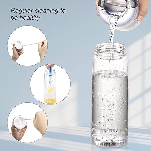 Miniatura 6 de Louis Donné Botella de agua transparente de 27.1 fl oz de 27 onzas con pajilla, botella de agua deportiva Tritan a prueba de fugas sin BPA para