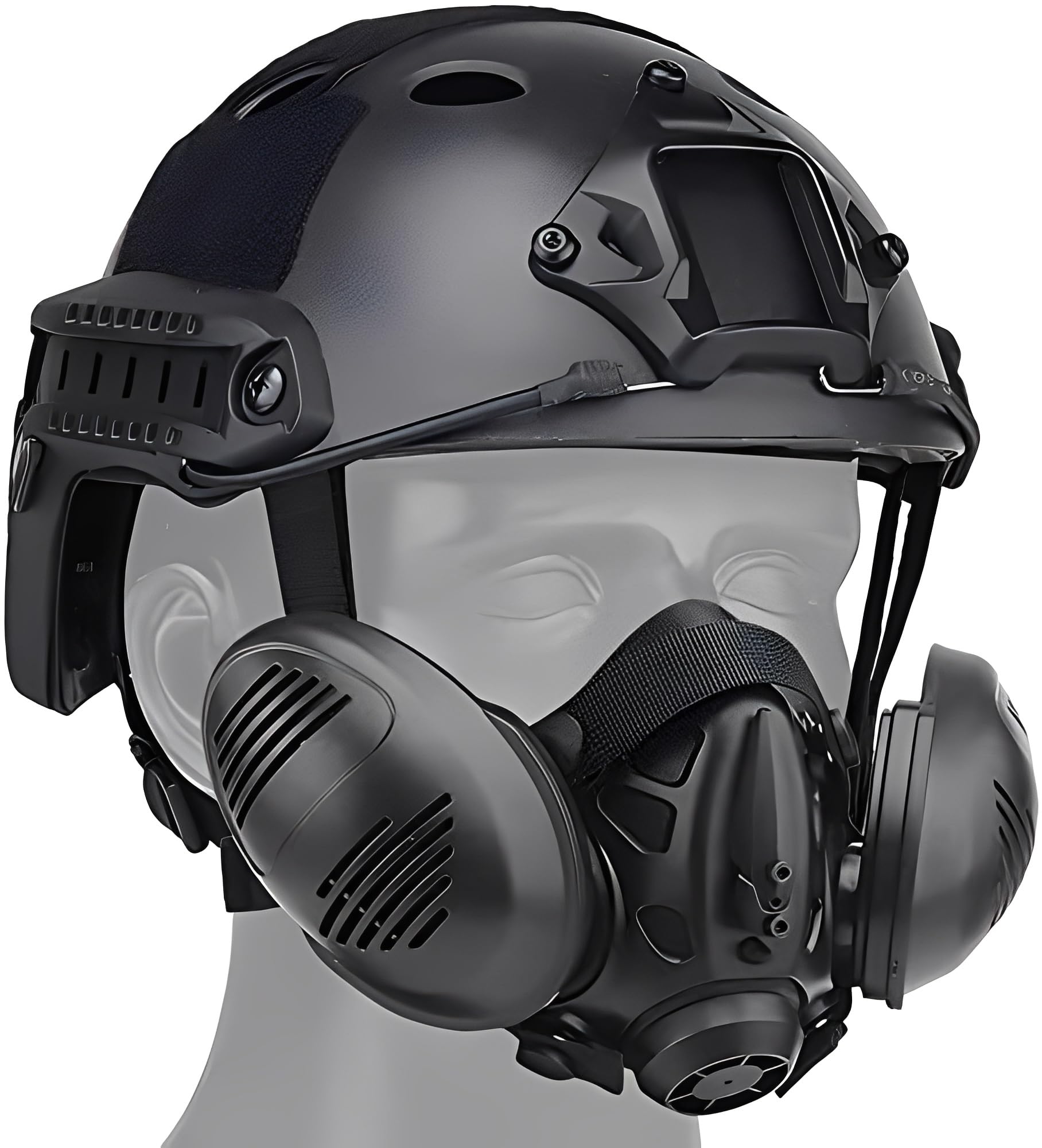 Taktischer Fast Airsoft-Helm Mit Doppel-Atemschutzmaske (Halbgesichtsmaske) Für Paintball, Jagd Und Outdoor-Ausrüstung