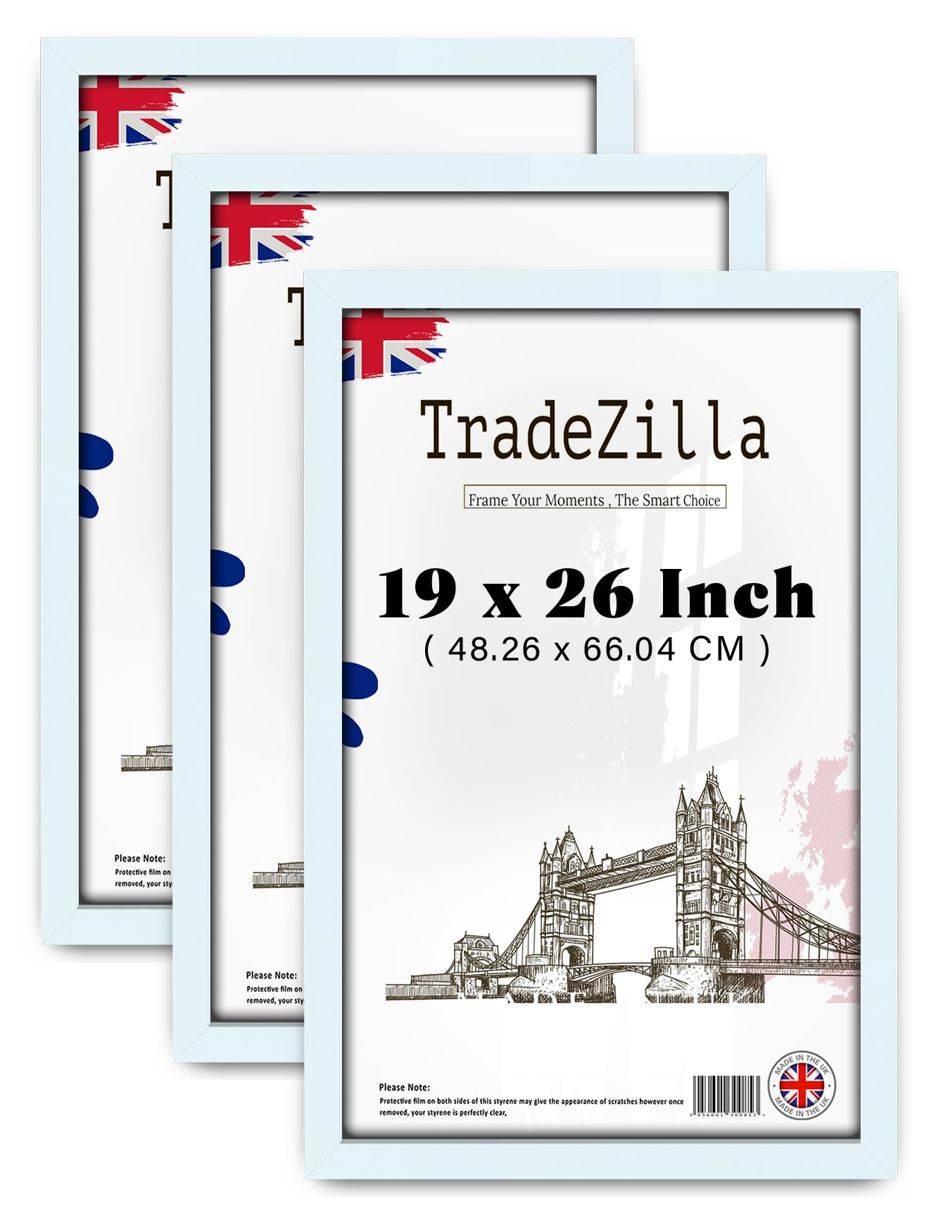 TradeZilla pack of 3 Eton Wood Poster Frame (48.26 x 66.04 CM) MDF Wall Gallery Picture Frame for Art, Home & Office, Durable Engineered Wood, Sleek & Modern Finish [ White ]