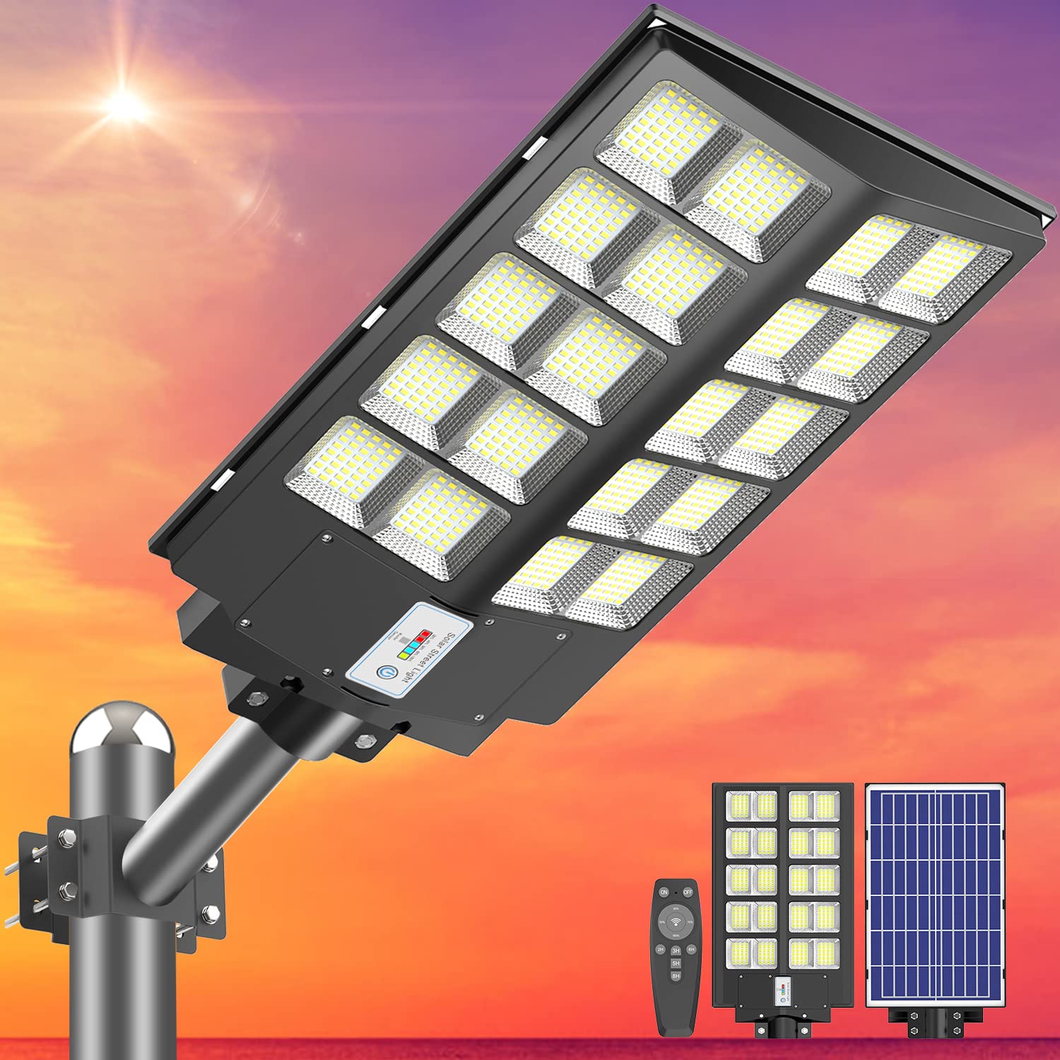1500W Solar Street Light Outdoor Waterproof 120000 Lumens Dusk to Dawn