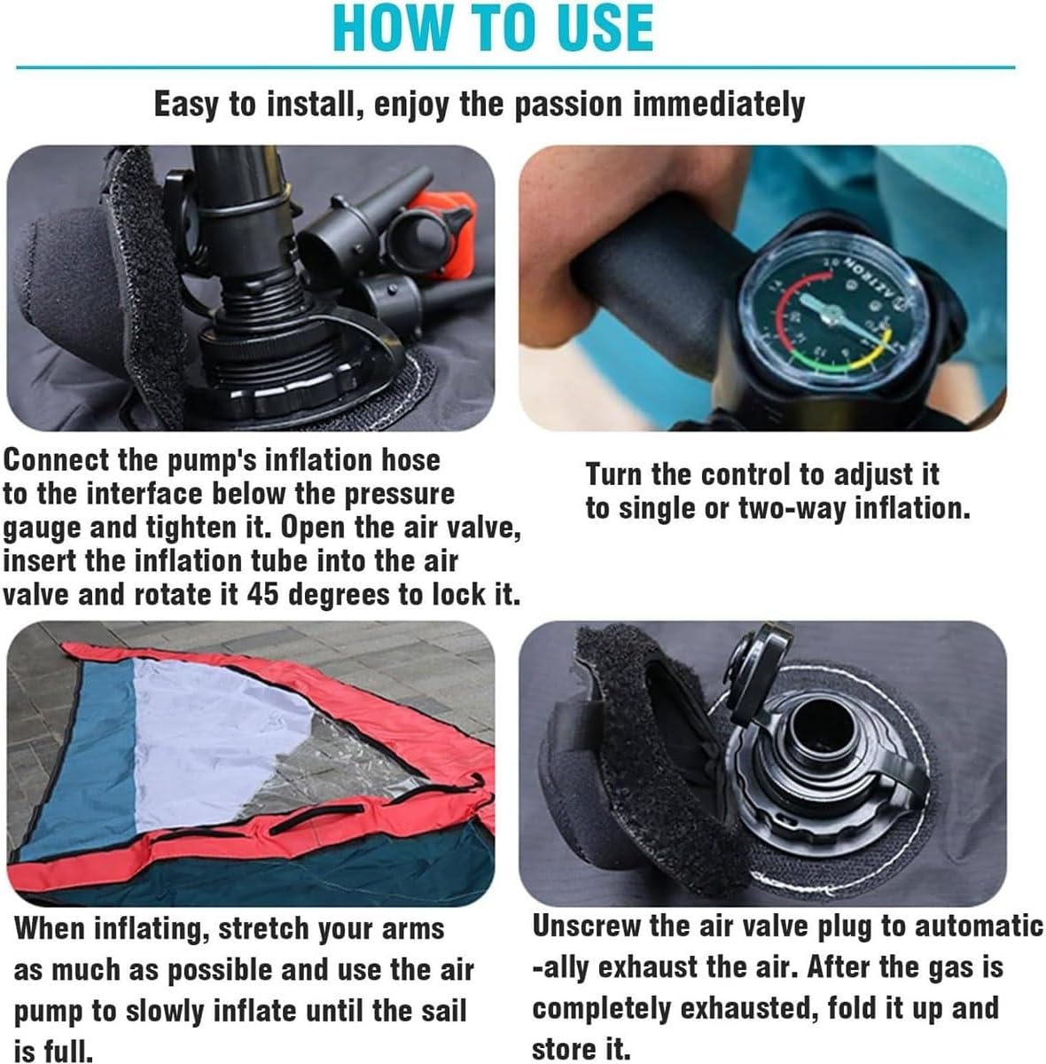 Inflatable Surfing Wing Windsurfing Sail,4.2㎡ Handheld Inflatable Kite Foil Wing Kite with Storage Bag and Surf Leash,for Wind Wing Foiling, Surfing, Water Play(Blue)