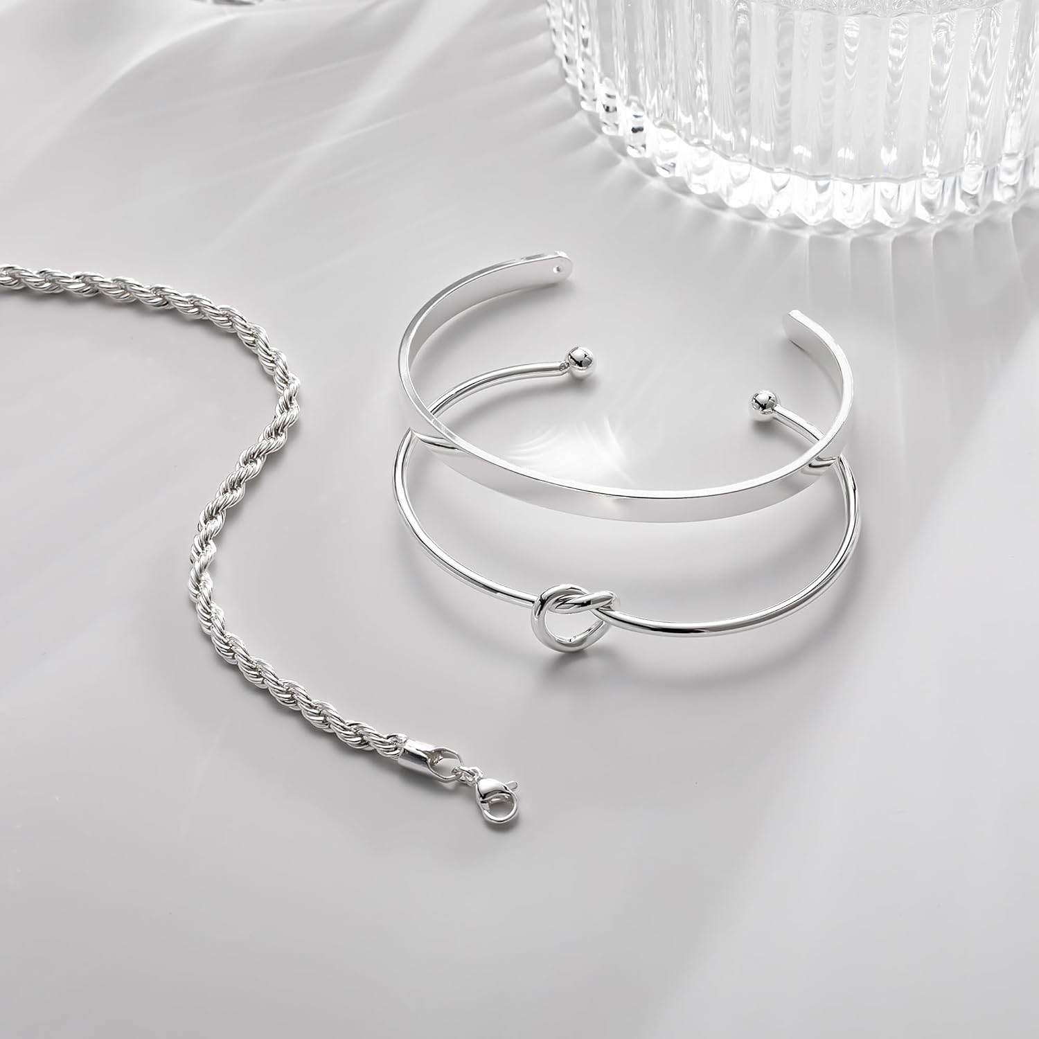 Gold Bangle Bracelets for Women, Non Tarnish Dainty 14K Gold Plated Cuff Bracelets Stackable for Women,Waterproof Bracelet Stack Gold Jewelry Gifts Trendy Adjustable Accessories - Image 6