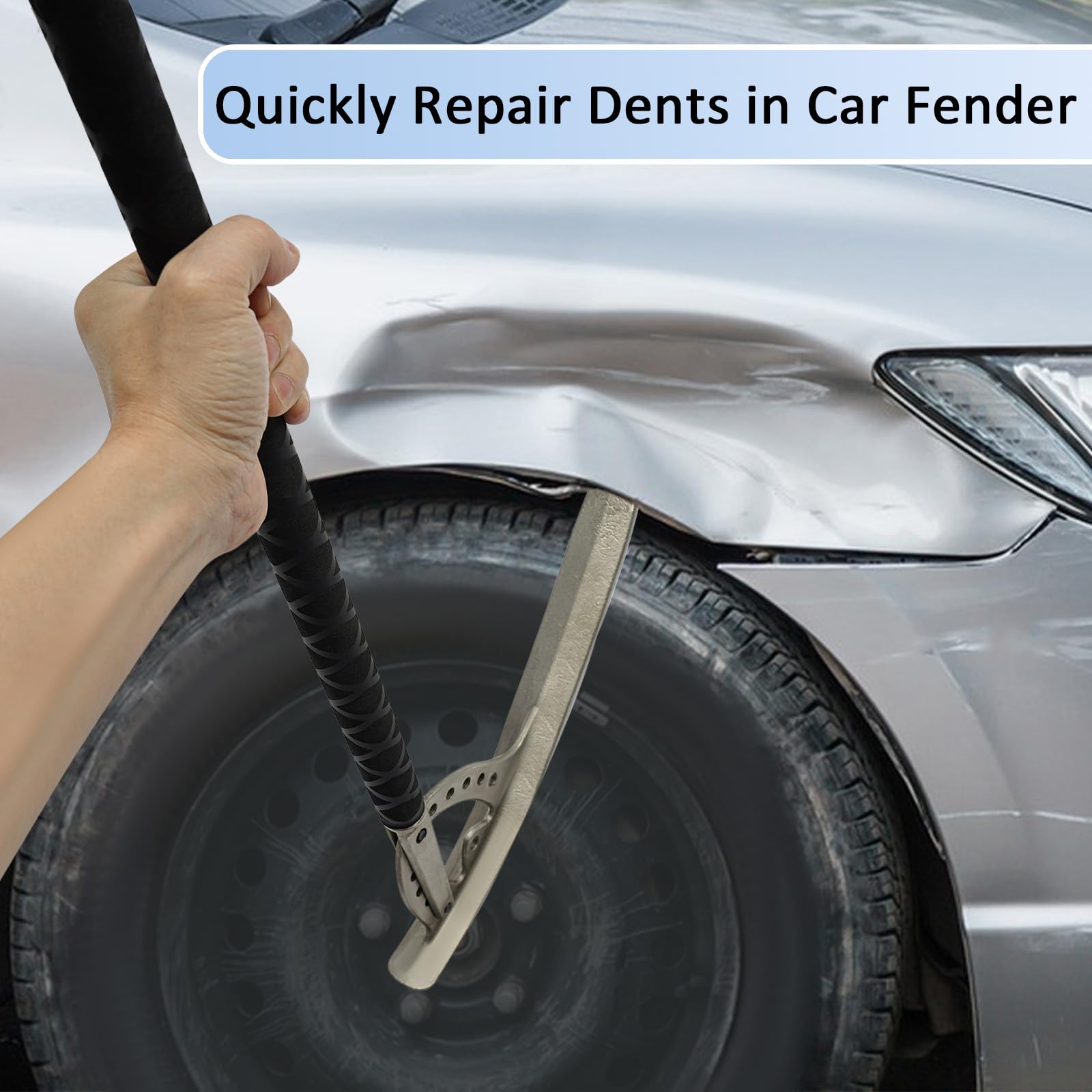 AGULIUM Car Fender Damage Repair Tools, Angle Adjustable, Stainless Steel Auto Car Fender Repair Kit with Storage Bag, M8 Thread