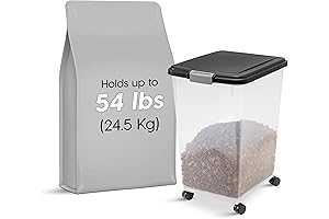 IRIS USA Airtight Plastic Extra Large Dog Food Storage Container with Attachable Wheels