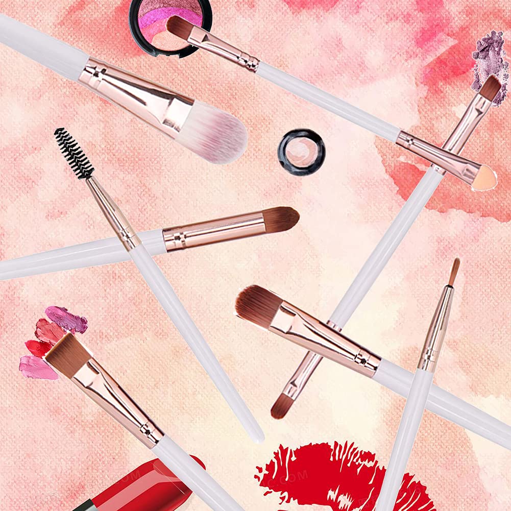 Female Makeup Brushes Set 20pcs Professional Cosmetics for Face Eyeshadow Eyebow Eyelash Lip Highlighter Powder Foundation Make Up Brush Kit Tools (White)