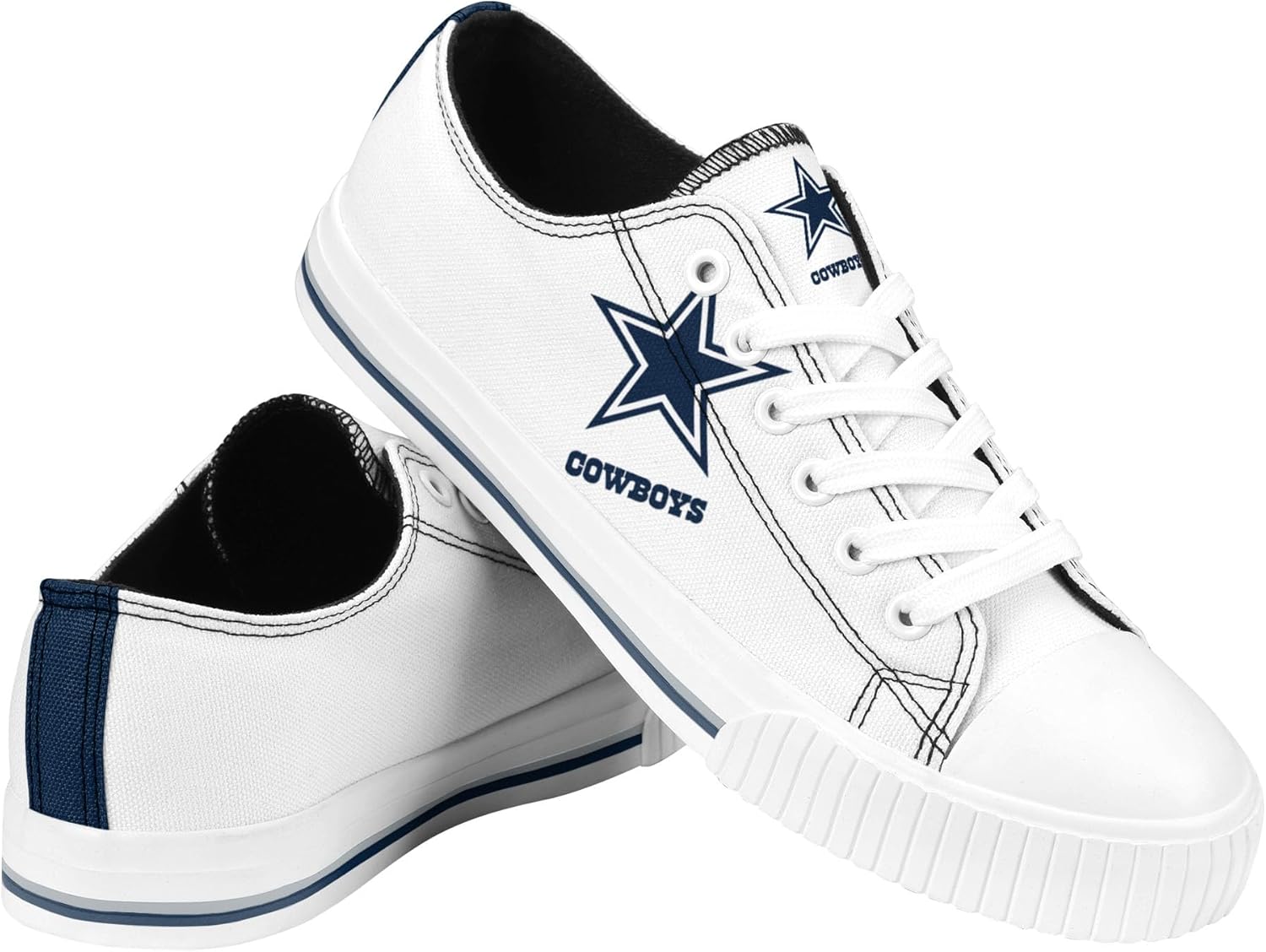 FOCO NFL Womens NFL Ladies Fashion Team Big Logo Low Top White Canvas Sneakers Shoes - Image 6