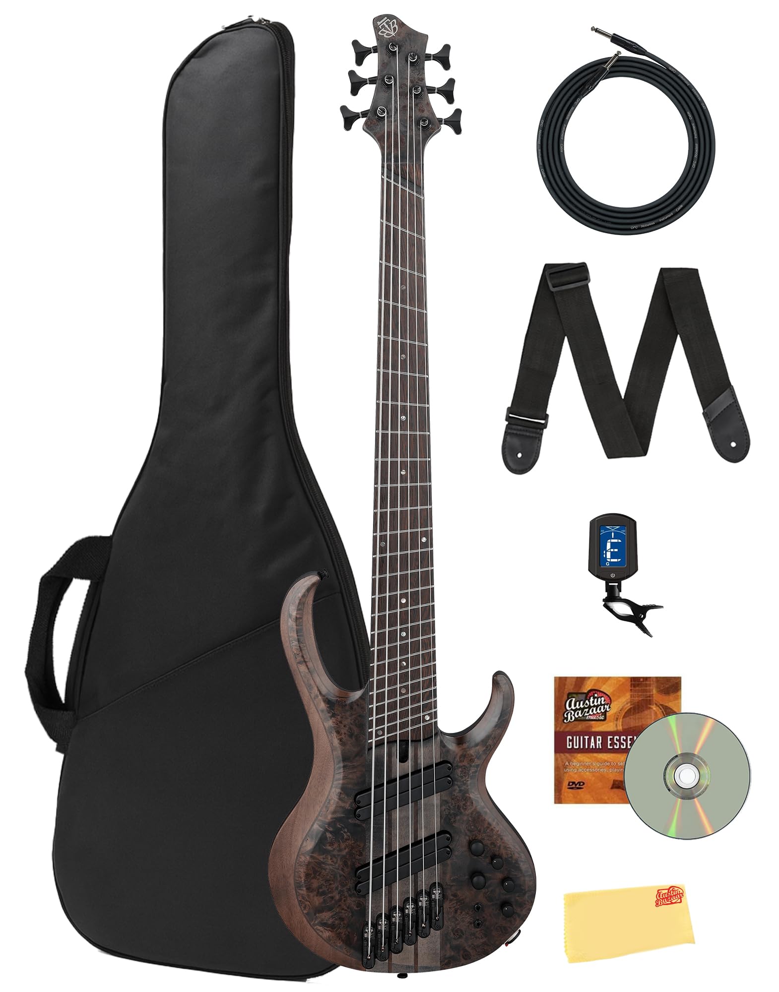 Amazon.com: Ibanez BTB806MS 6-String Electric Bass - Transparent