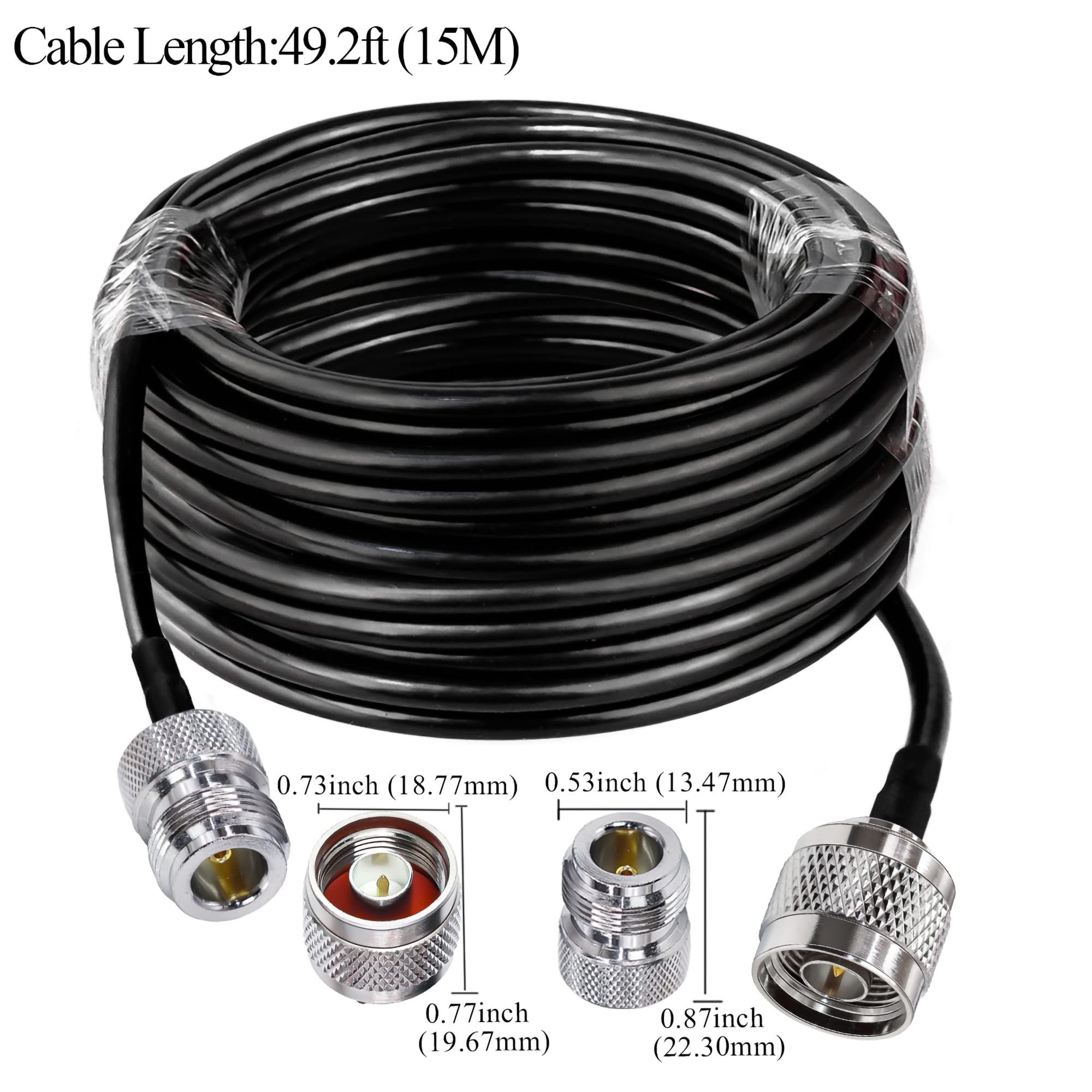 TUOLNK Câble de type N RG58 49,2 pi (15 m) N câble d'extension mâle à N femelle à faible perte N câble mâle à femelle noir pour routeur Wifi antenne 3G 4G LTE