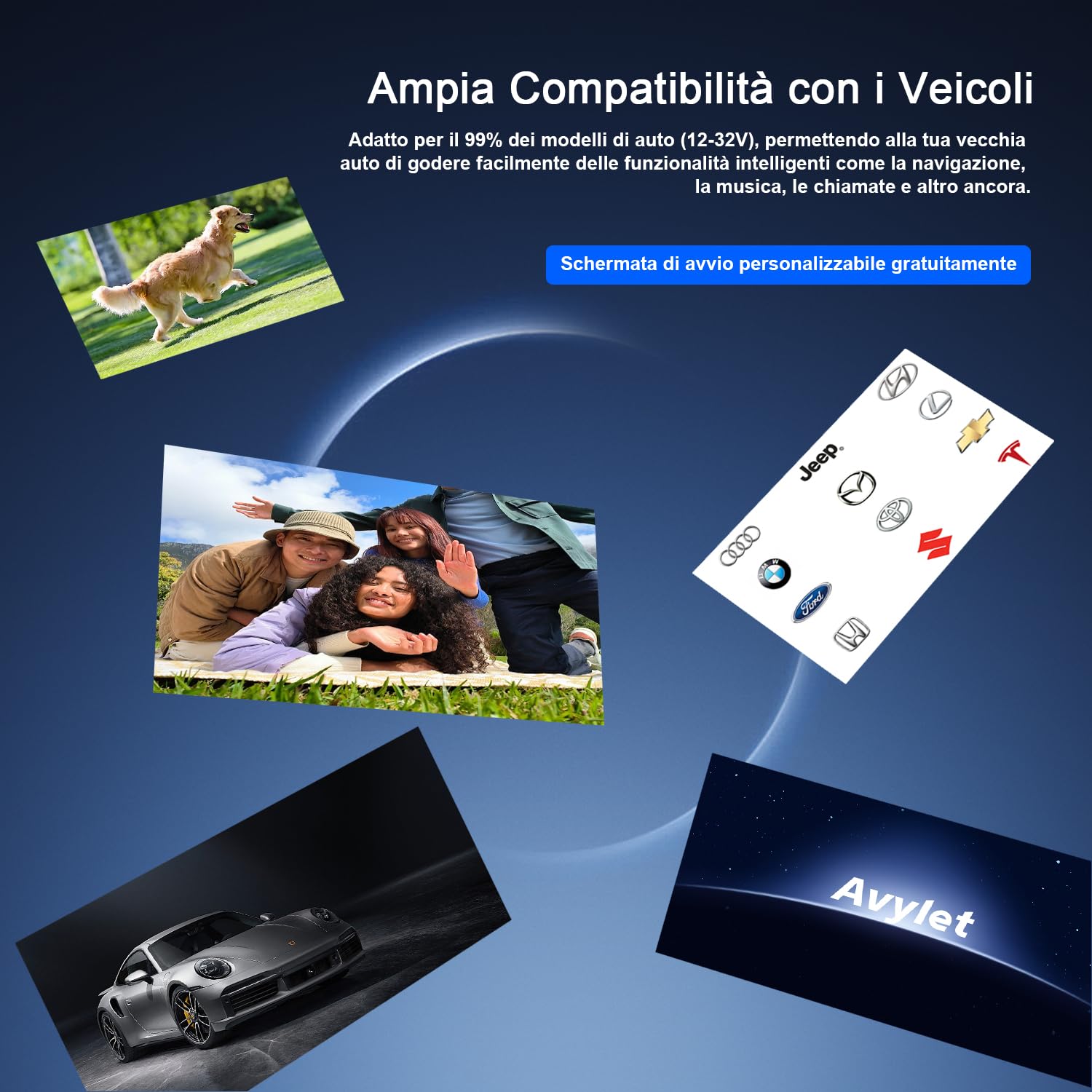 Avylet Carplay Wireless Andriod Auto, schermo per auto IPS 9.26" con telecamera di backup, Stereo Auto con navigazione GPS, controllo vocale, schermo touch, Bluetooth, Mirror Link, FM, AUX