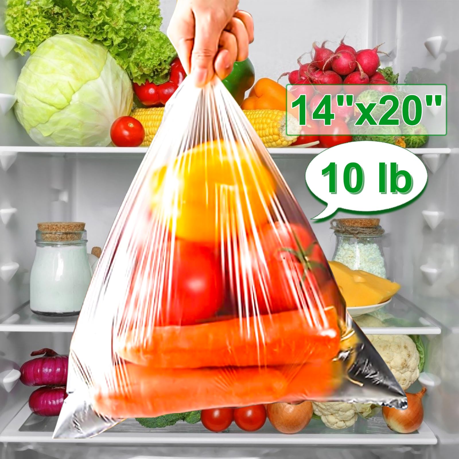 Lebensmittelbeutel, 35,6 x 50,8 cm, Frischhaltebeutel, transparent, für Lebensmittel, Obst, Gemüse, Brot, Küche, Gefrierschrank, Supermarkt, 350 Kunststoffbeutel / Rolle (2 Rollen)