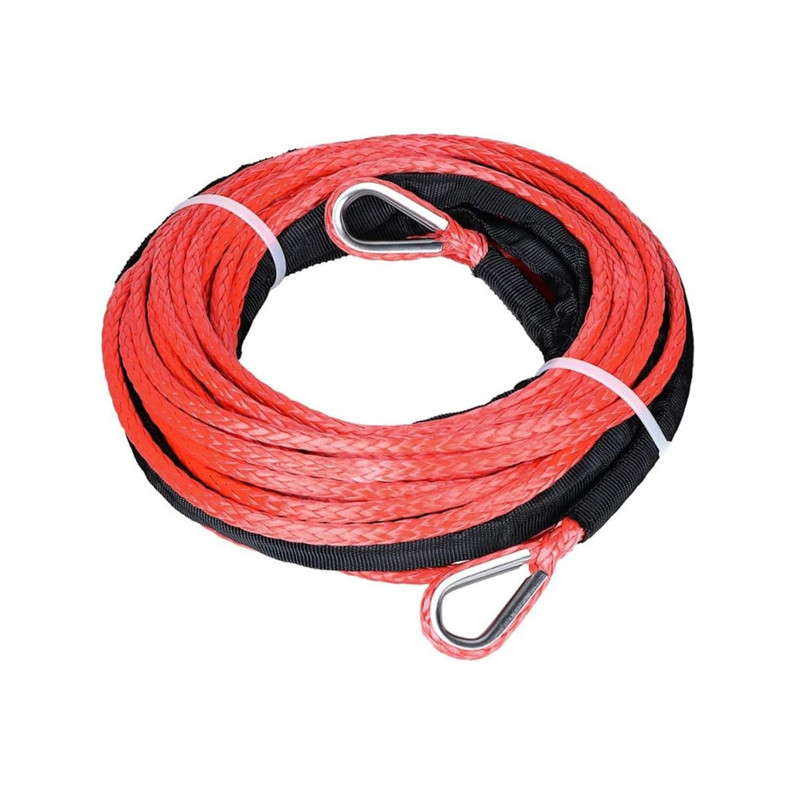 Przedłużka syntetycznej liny wyciągarki 6 mm x 30 m, wytrzymała, do samochodów terenowych, quadów i UTV Duża nośność(Red)