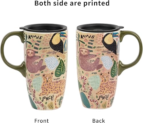 Miniatura 6 de DUSVALLY Taza de café alta de cerámica, juego de regalo de taza de café de amigos, taza de viaje con tapa para oficina y hogar, regalos únicos para