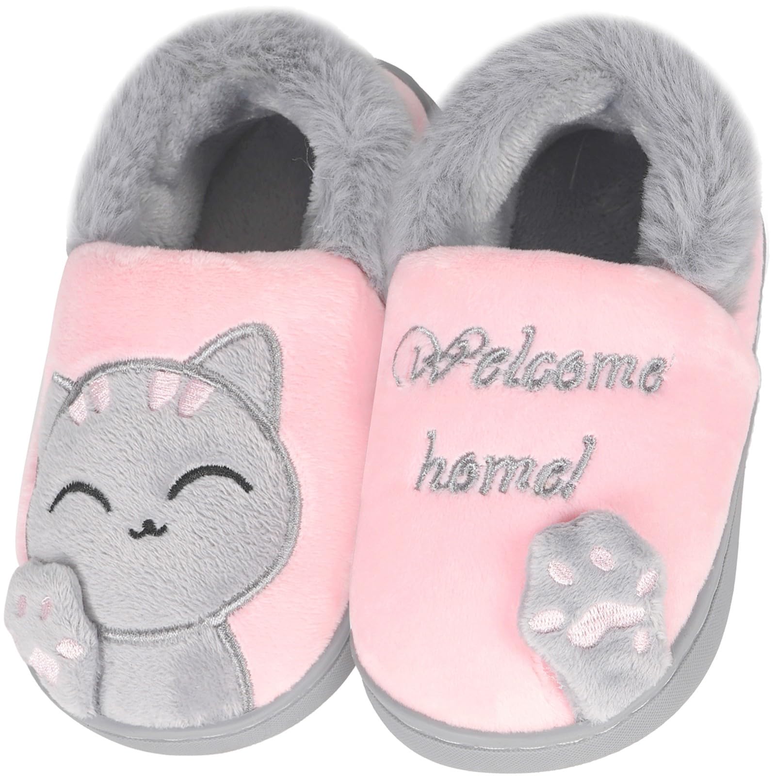 Peluche Pantofole di Gatto per Bambine e Ragazze Pantofole Invernali Autunno da Interno Casa Cotone Scarpe Animale Antiscivolo Ultra-Leggero per Donne Uomini