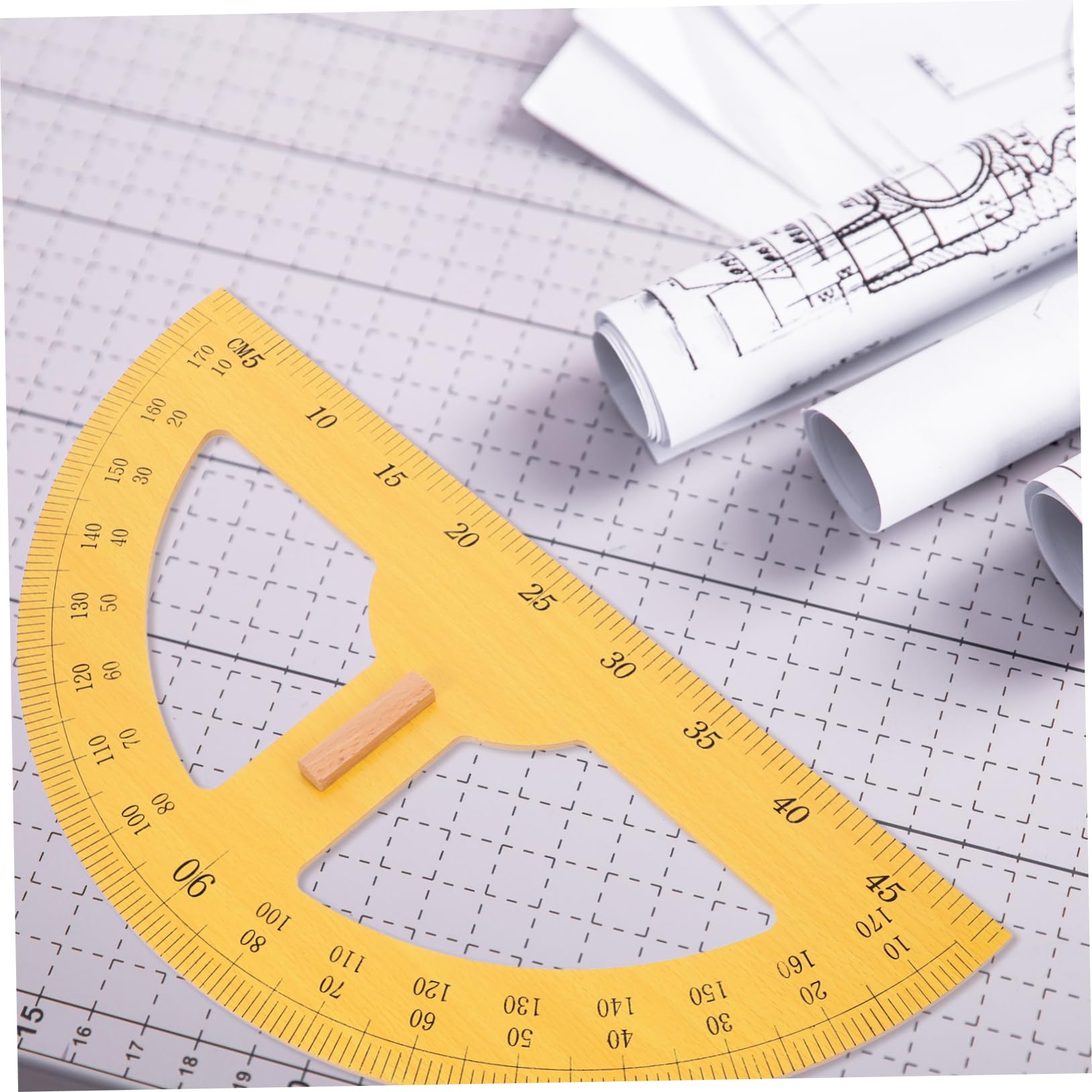 Hohopeti Transportador de Enseñanza Semicircular Grande 180 Grados Madera Resistente Medición Precisa para Dibujo Escolar Papelería para Profesores