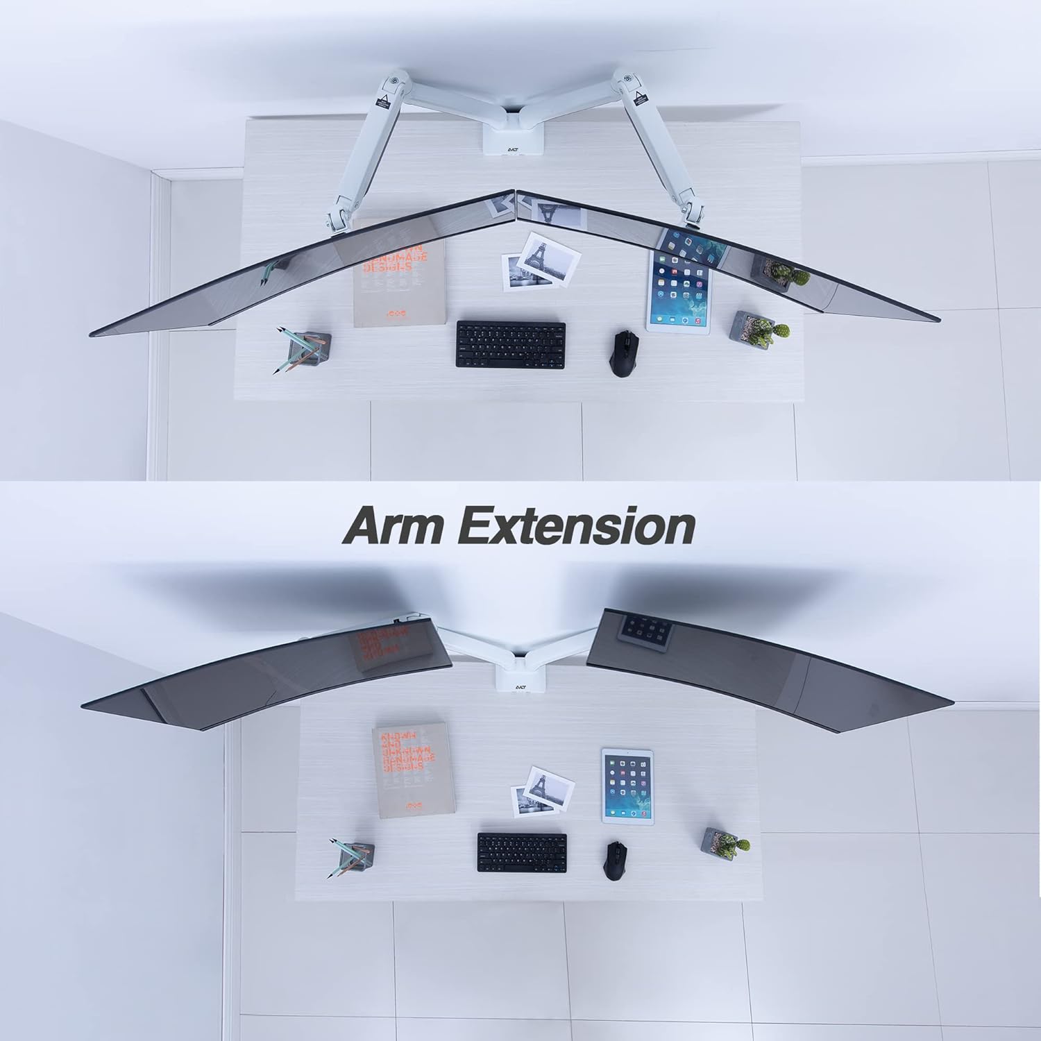 Buy AVLT Dual 1335 Monitor Arm Desk Mount fits Two Flat/Curved Monitor Full Motion Height