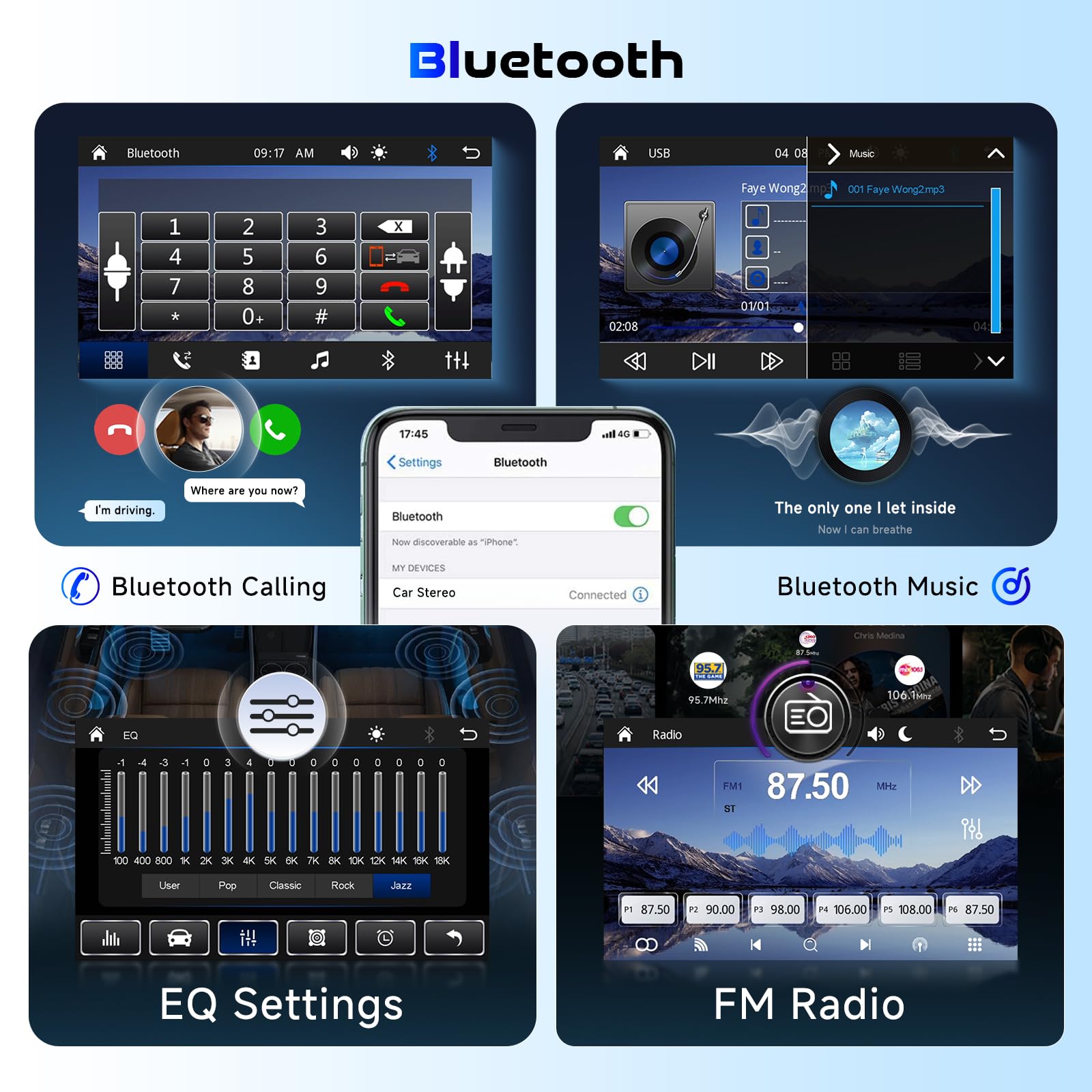 Hodozzy Autoradio 2 Din avec Carplay sans Fil Android Auto, Écran Tactile 7 Pouces Poste Radio Voiture Double Din Bluetooth, Lien Miroir, FM Type-C/USB/AUX, MP5 Lecteur Autoradio avec Caméra Recul
