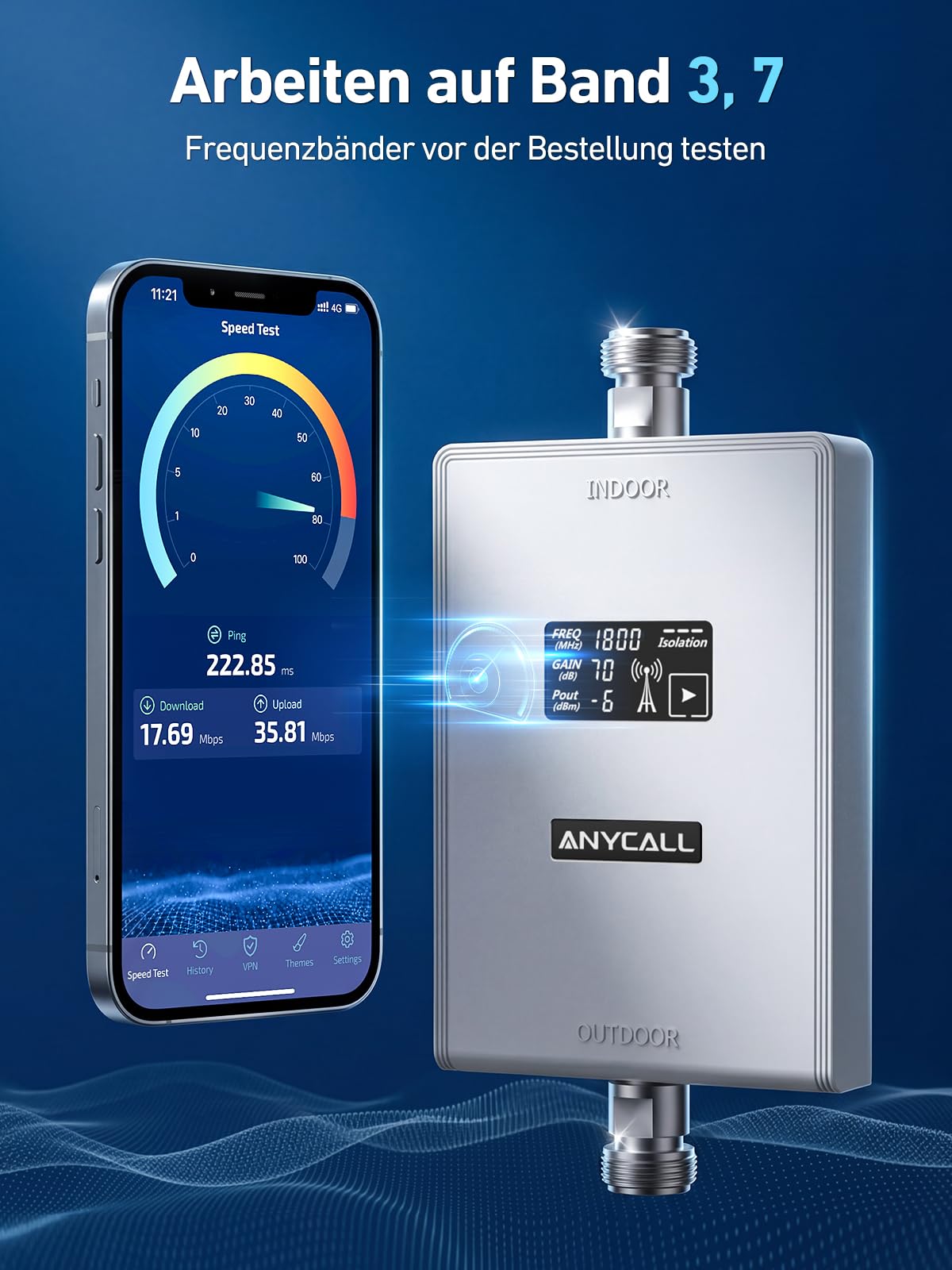 Amplificatore Segnale Cellulare per Banda 3 e 7, 4G LTE 3G GSM Ripetitore Segnale Cellulare per Casa Ufficio Cantina, Compatibile Iliad TIM Wind Tre ecc., Ricezione del segnale a 360°