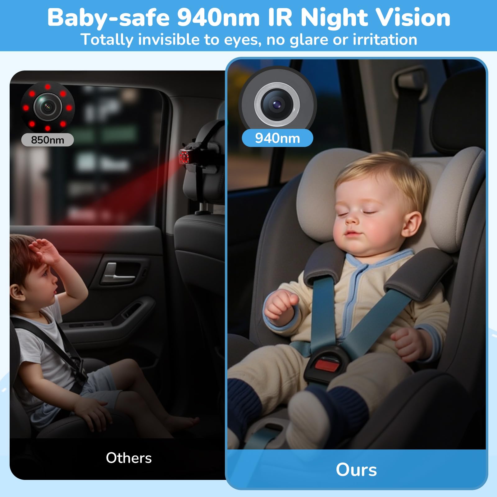 Caméra de voiture pour bébé avec vision nocturne HD 1080P Koala pour garder votre bébé en sécurité et sourire, caméra arrière pour enfants, nouveau-nés, animaux domestiques ACZ439