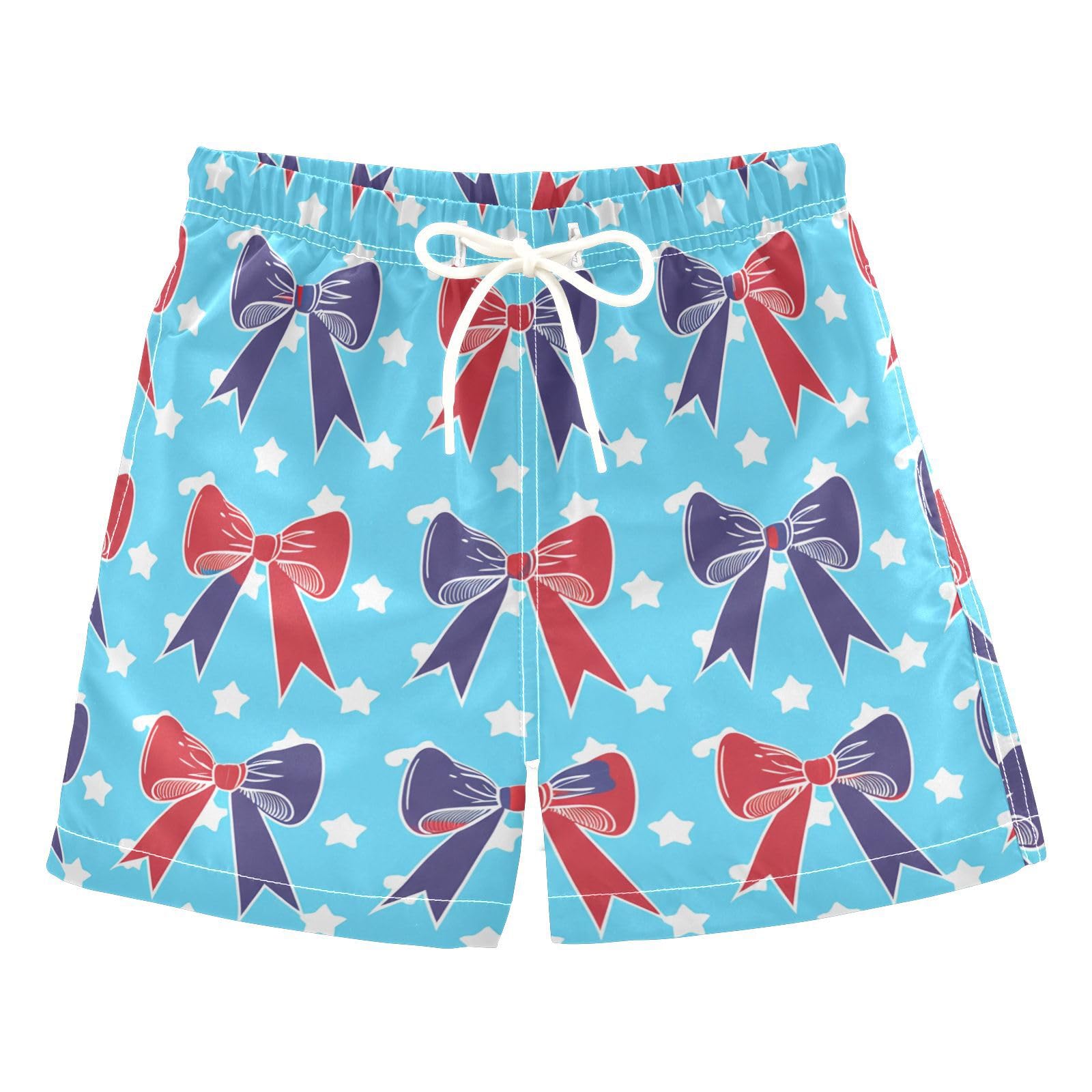 YANENDIE Boy Swim Trunks Independence Day Bows Summer Beach Quick Dry Swimsuit Bathing Suit, 2-8T